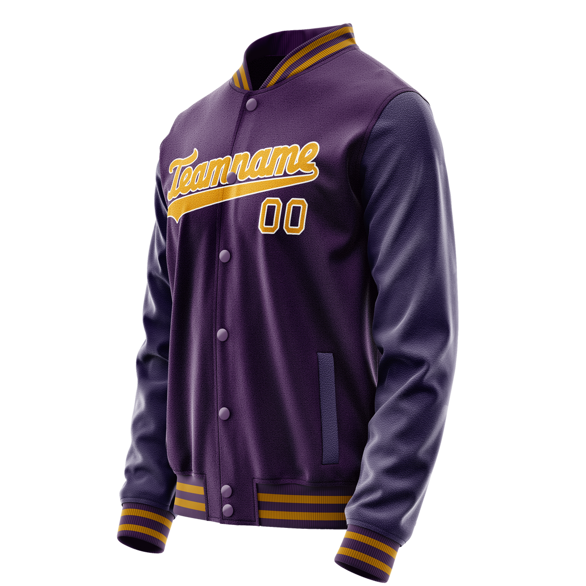 Custom Purple Gold Solid Color Varsity Letterman Jacket JA02240617KZ383