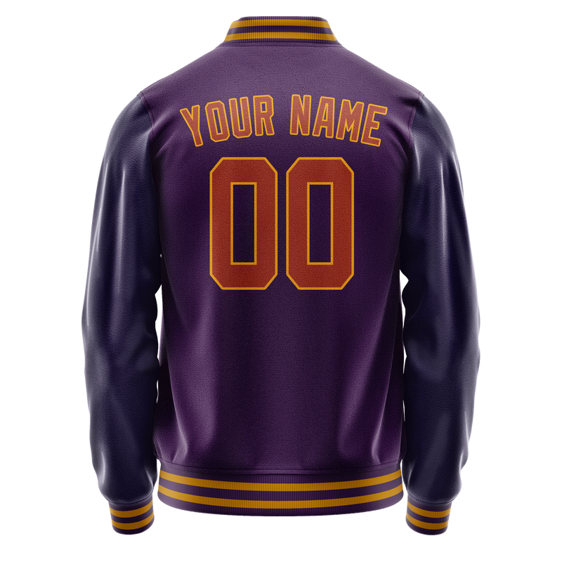 Custom Purple Red Solid Color Varsity Letterman Jacket JA02240617KZ369