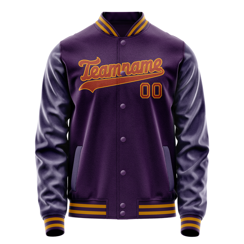 Custom Purple Red Solid Color Varsity Letterman Jacket JA02240617KZ369