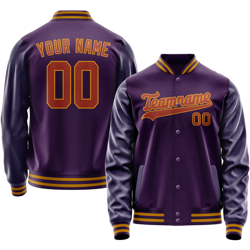 Custom Purple Red Solid Color Varsity Letterman Jacket JA02240617KZ369