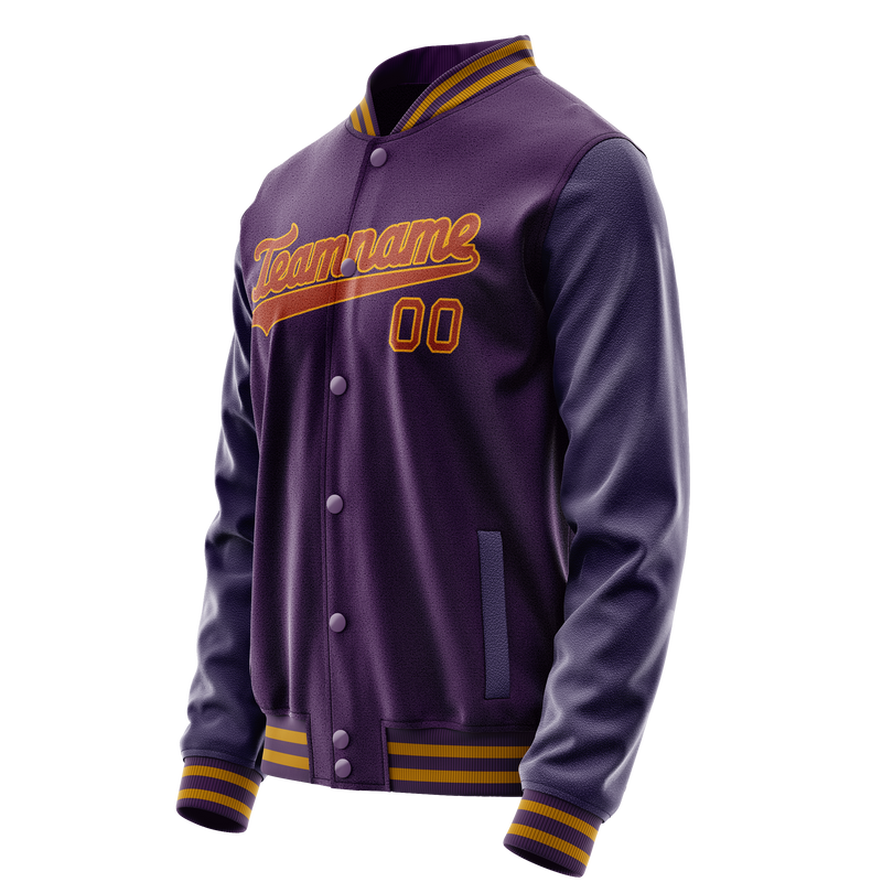 Custom Purple Red Solid Color Varsity Letterman Jacket JA02240617KZ369