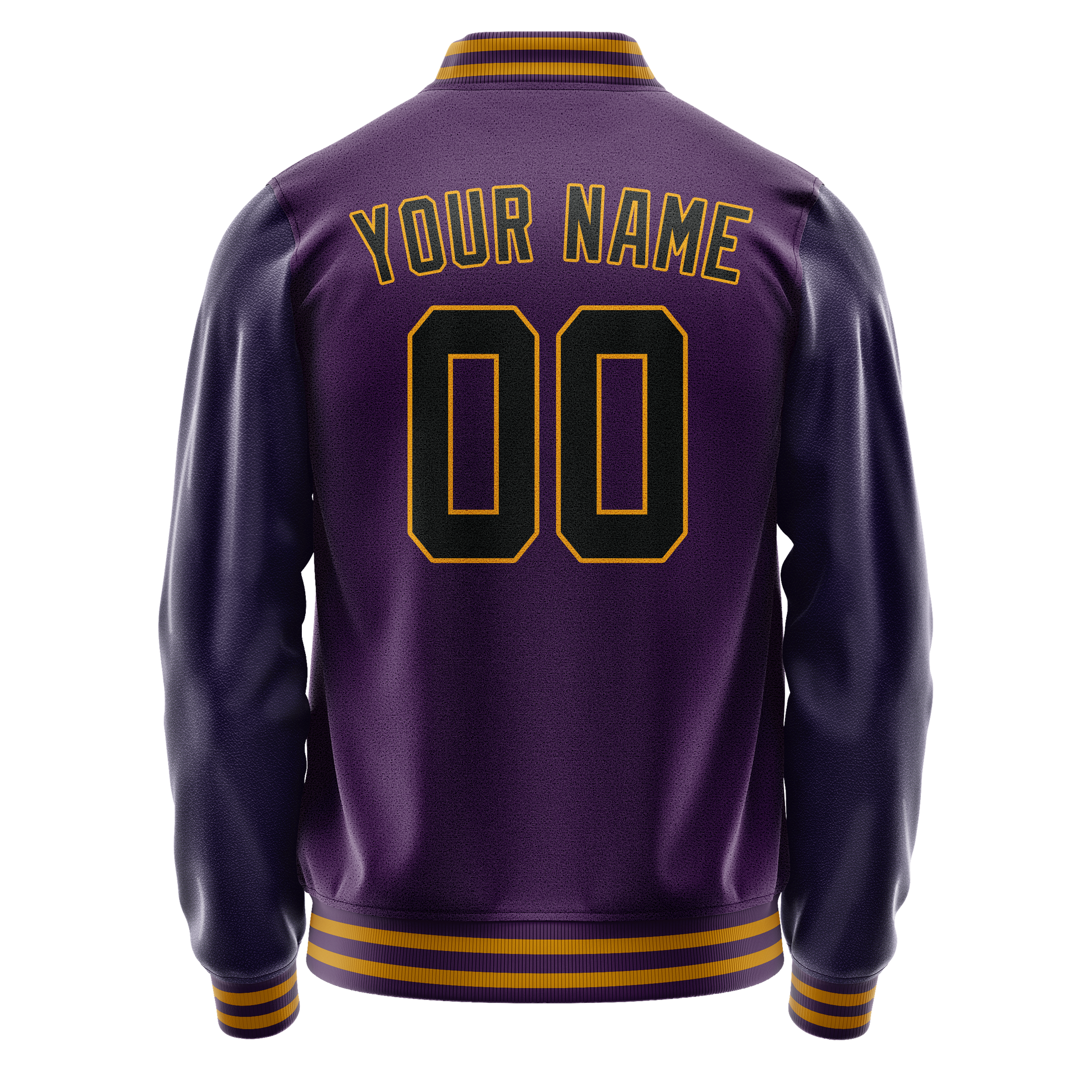 Custom Purple Black Solid Color Varsity Letterman Jacket JA02240617KZ362