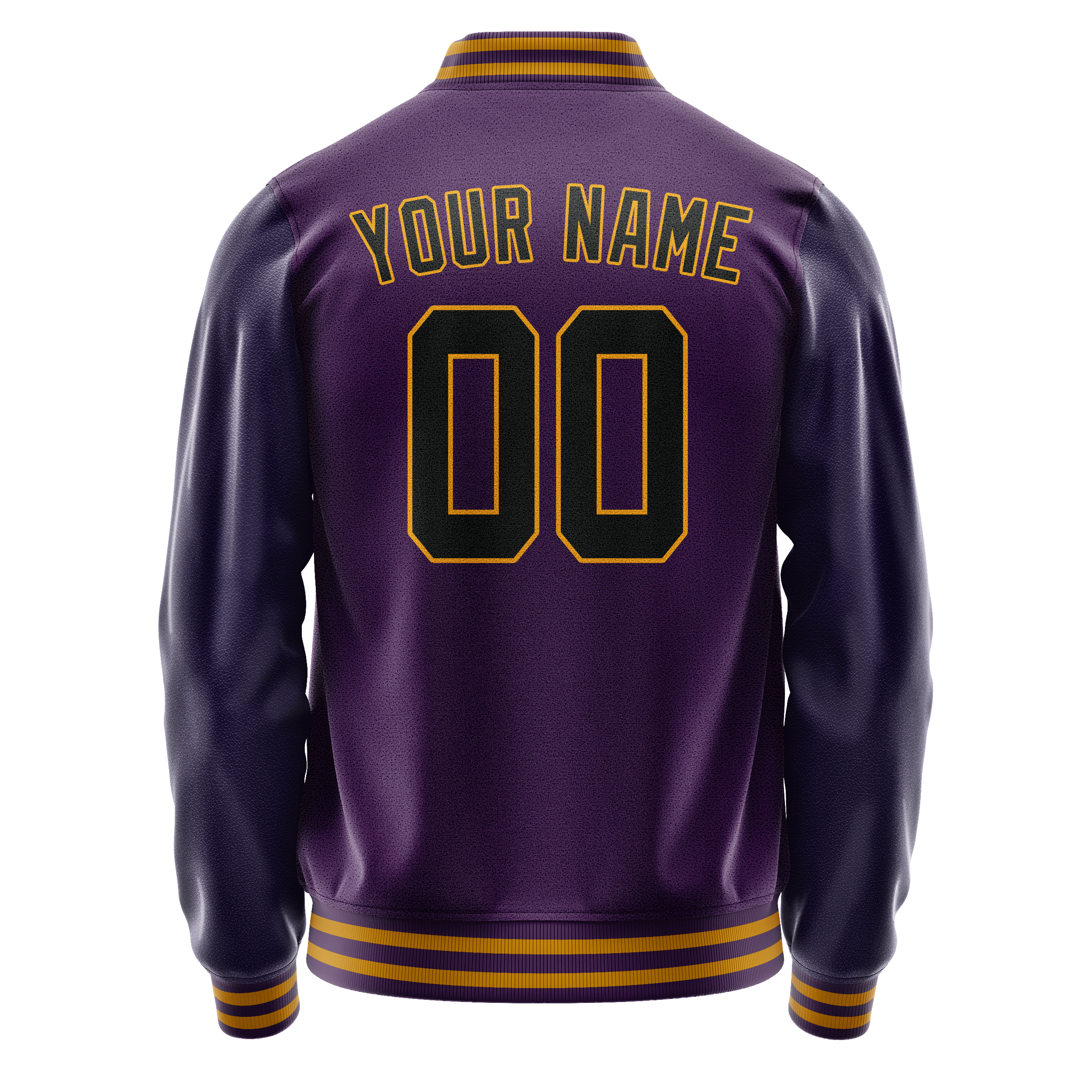 Custom Purple Black Solid Color Varsity Letterman Jacket JA02240617KZ362