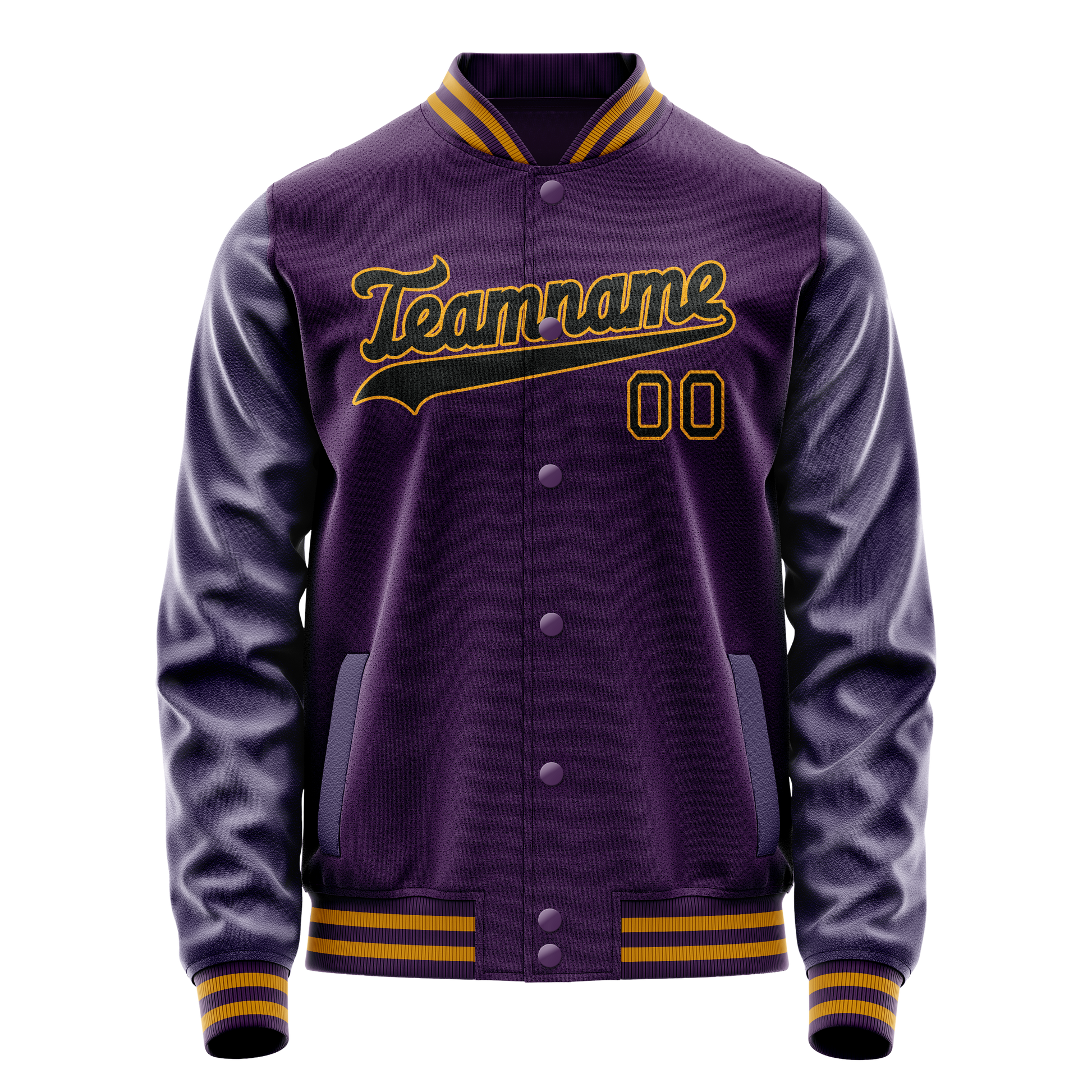 Custom Purple Black Solid Color Varsity Letterman Jacket JA02240617KZ362