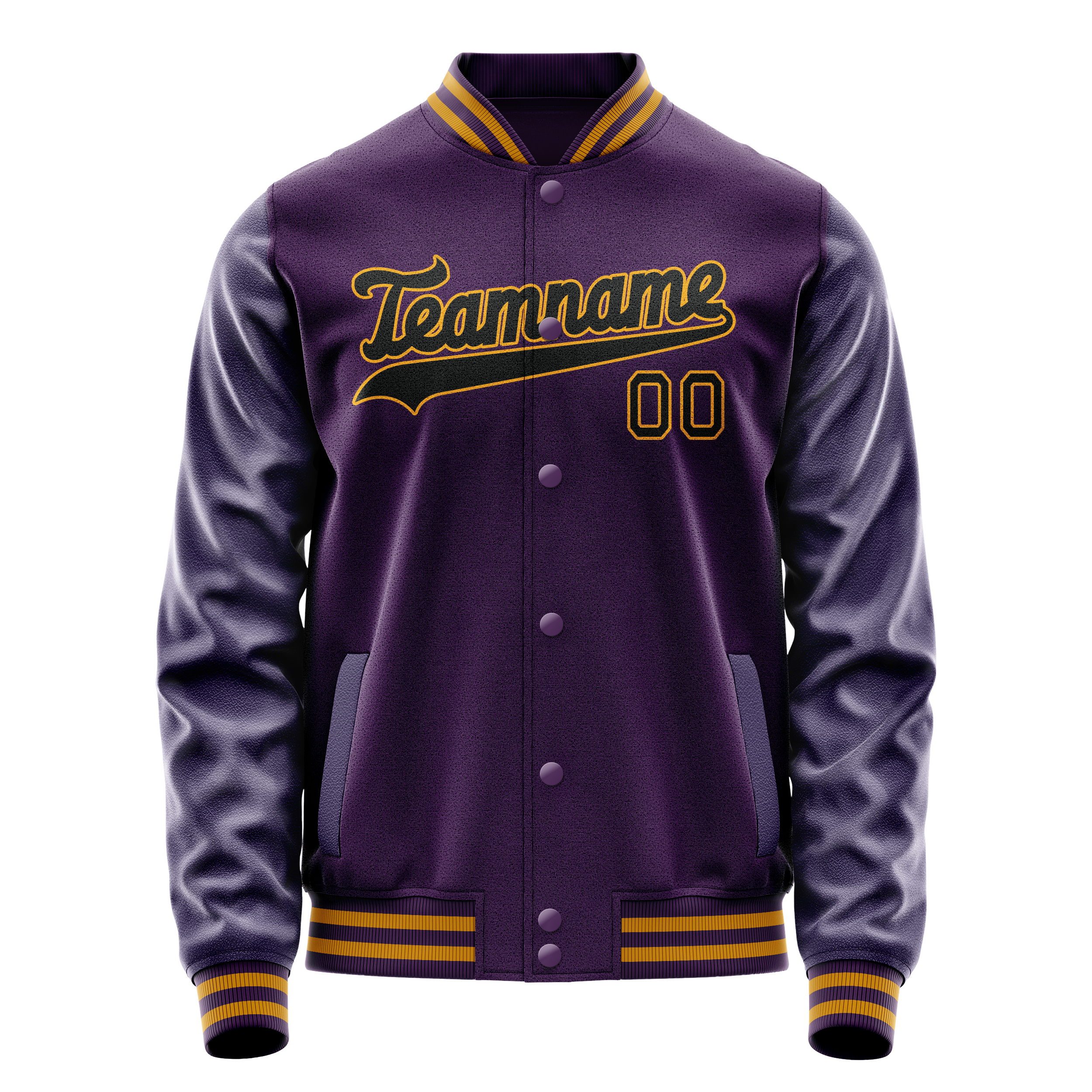 Custom Purple Black Solid Color Varsity Letterman Jacket JA02240617KZ362