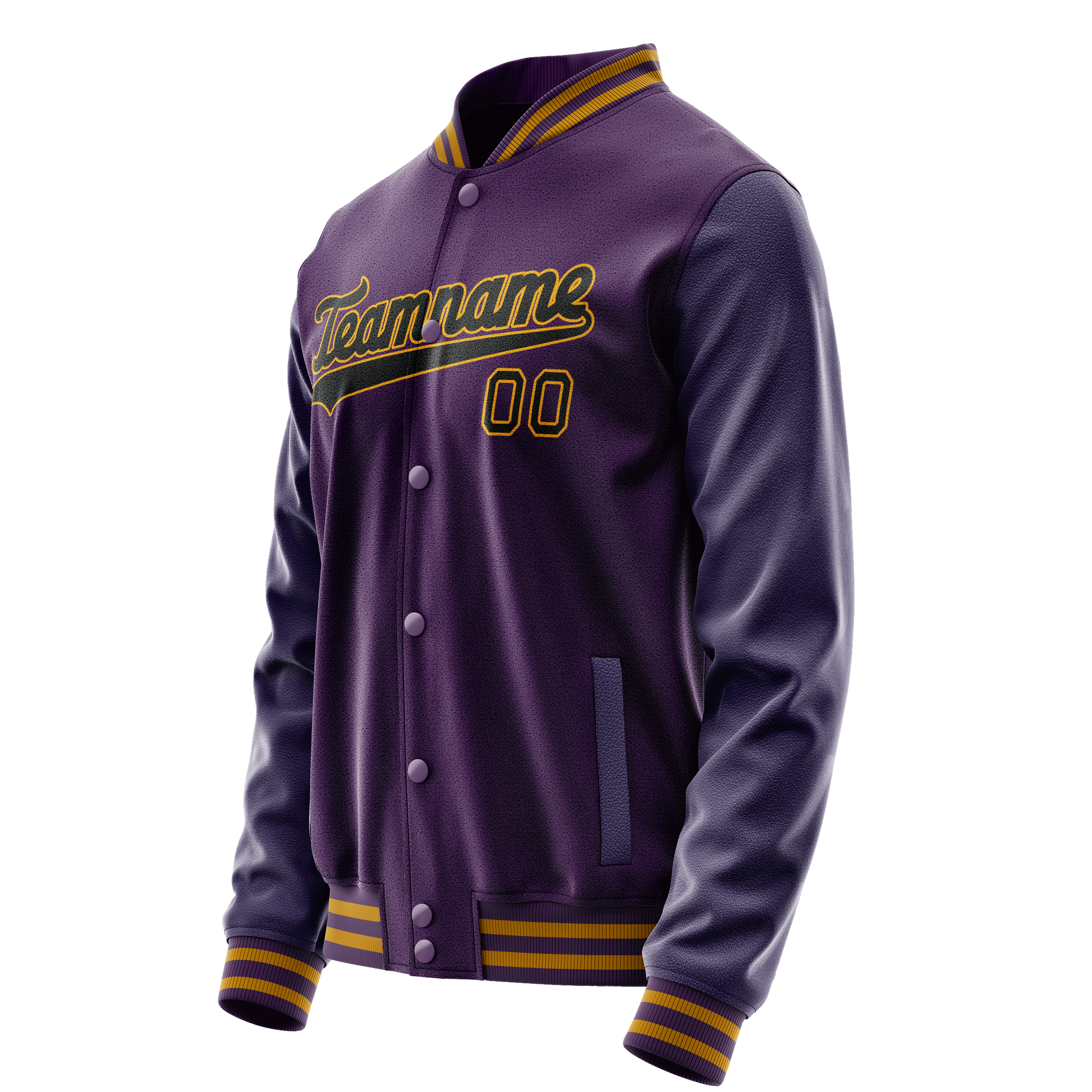 Custom Purple Black Solid Color Varsity Letterman Jacket JA02240617KZ362