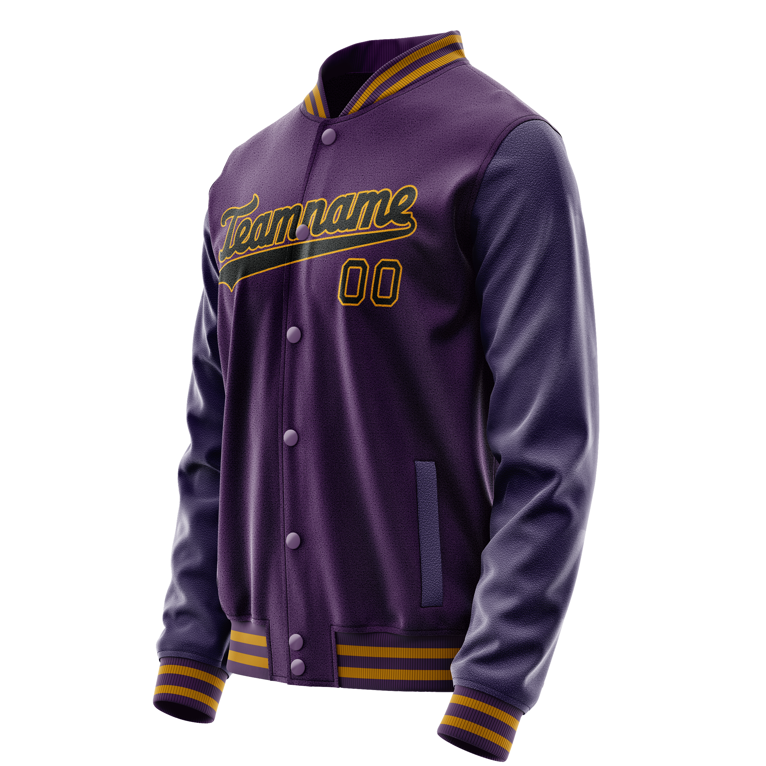 Custom Purple Black Solid Color Varsity Letterman Jacket JA02240617KZ362