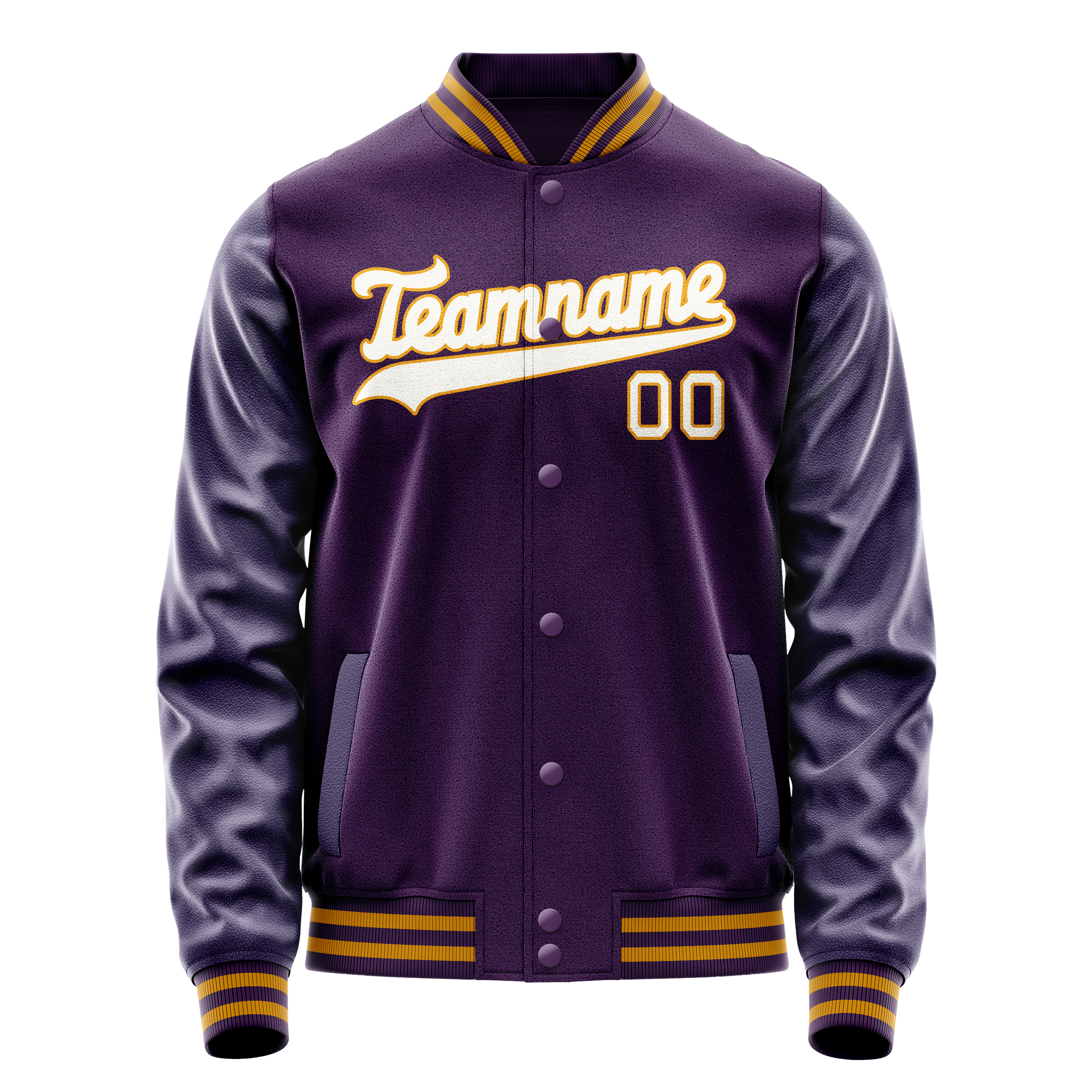 Custom Purple White Solid Color Varsity Letterman Jacket JA02240617KZ361