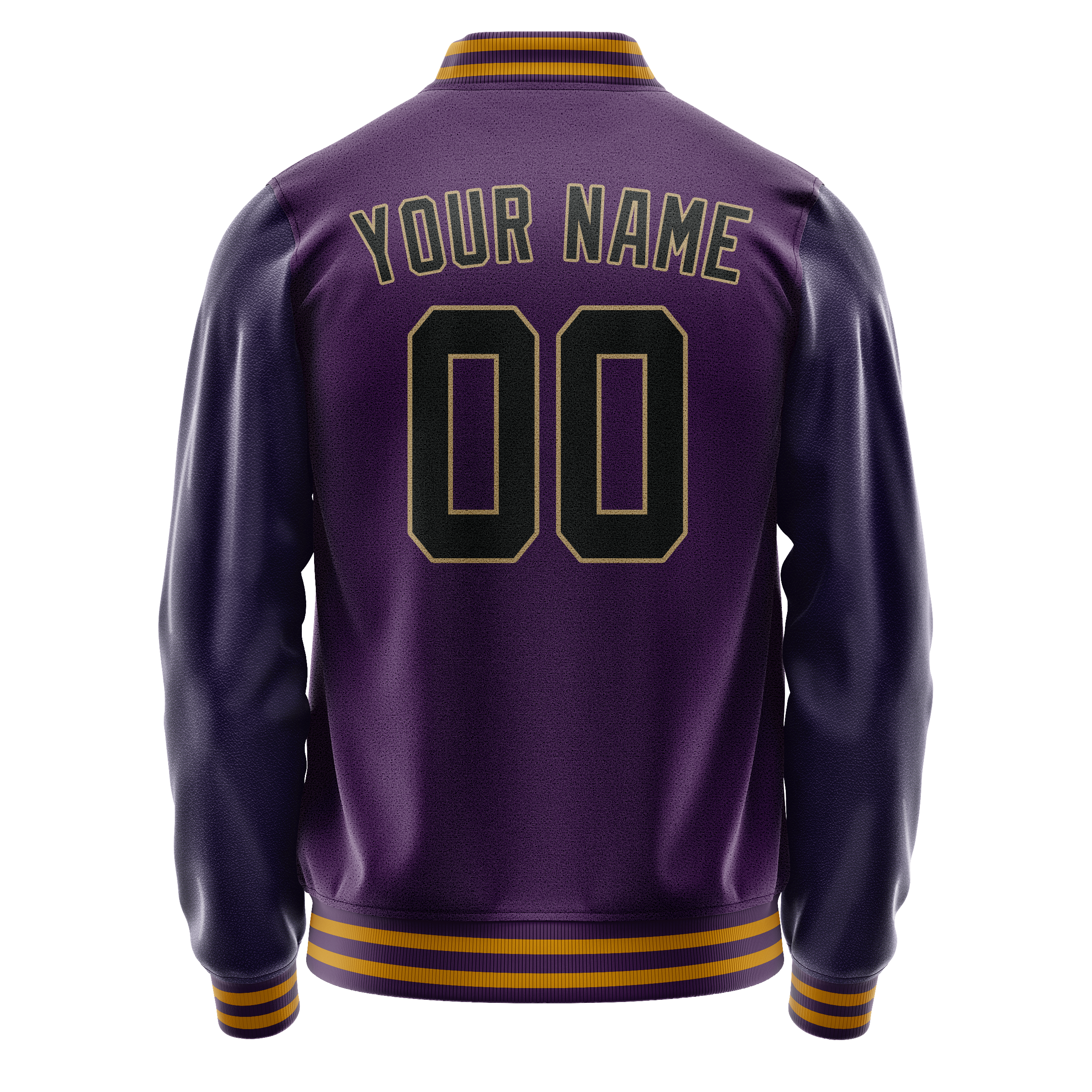 Custom Purple Black Solid Color Varsity Letterman Jacket JA02240617KZ360