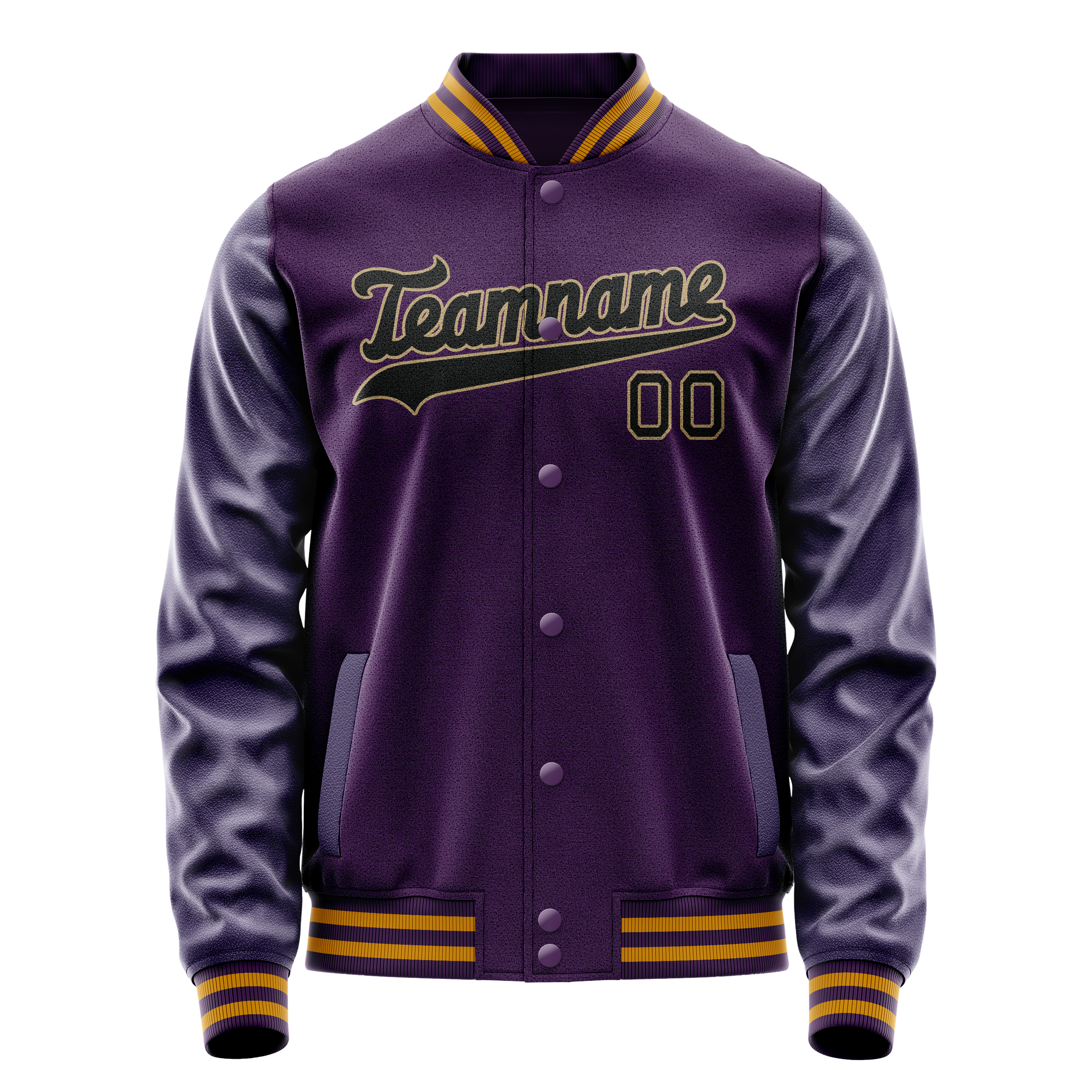 Custom Purple Black Solid Color Varsity Letterman Jacket JA02240617KZ360