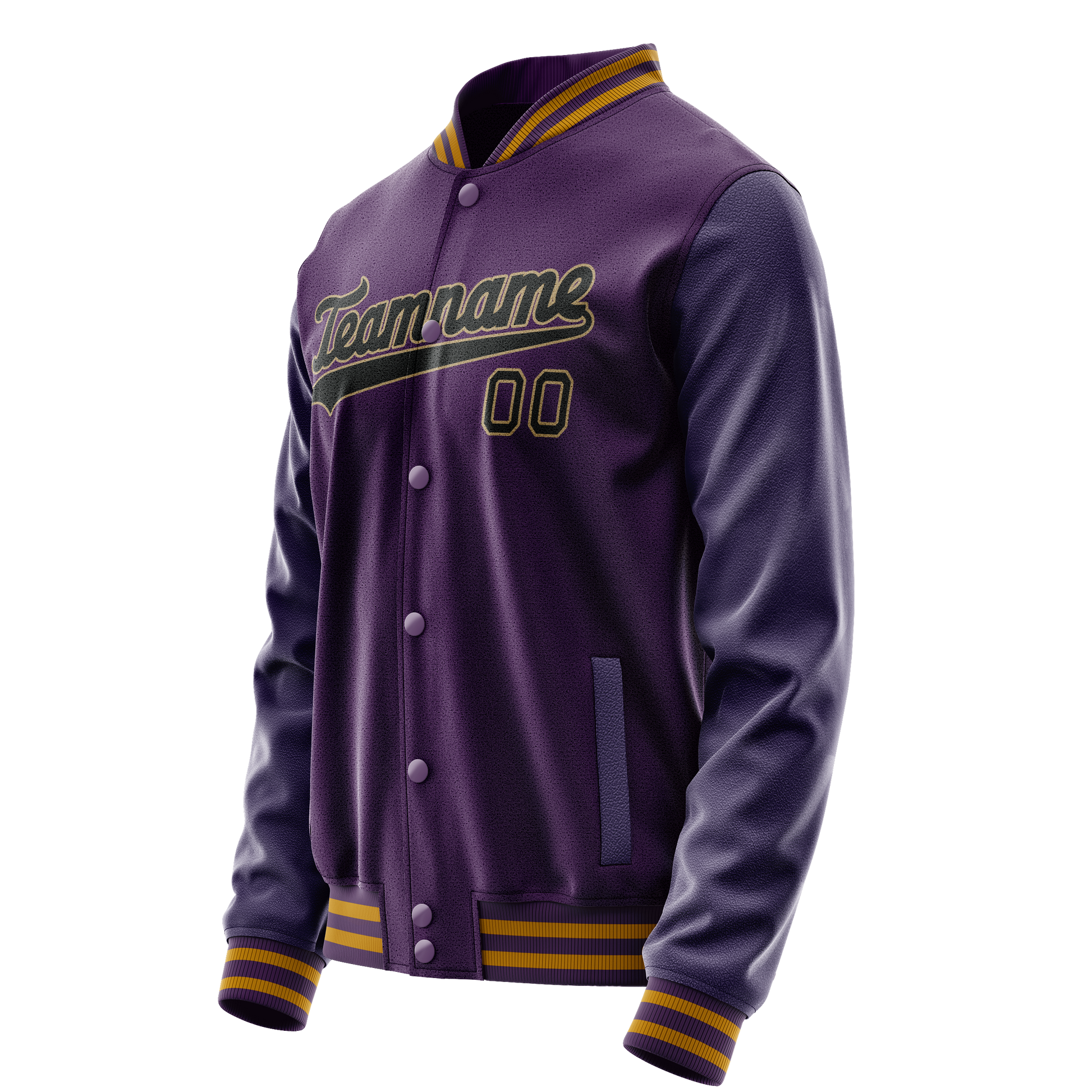 Custom Purple Black Solid Color Varsity Letterman Jacket JA02240617KZ360
