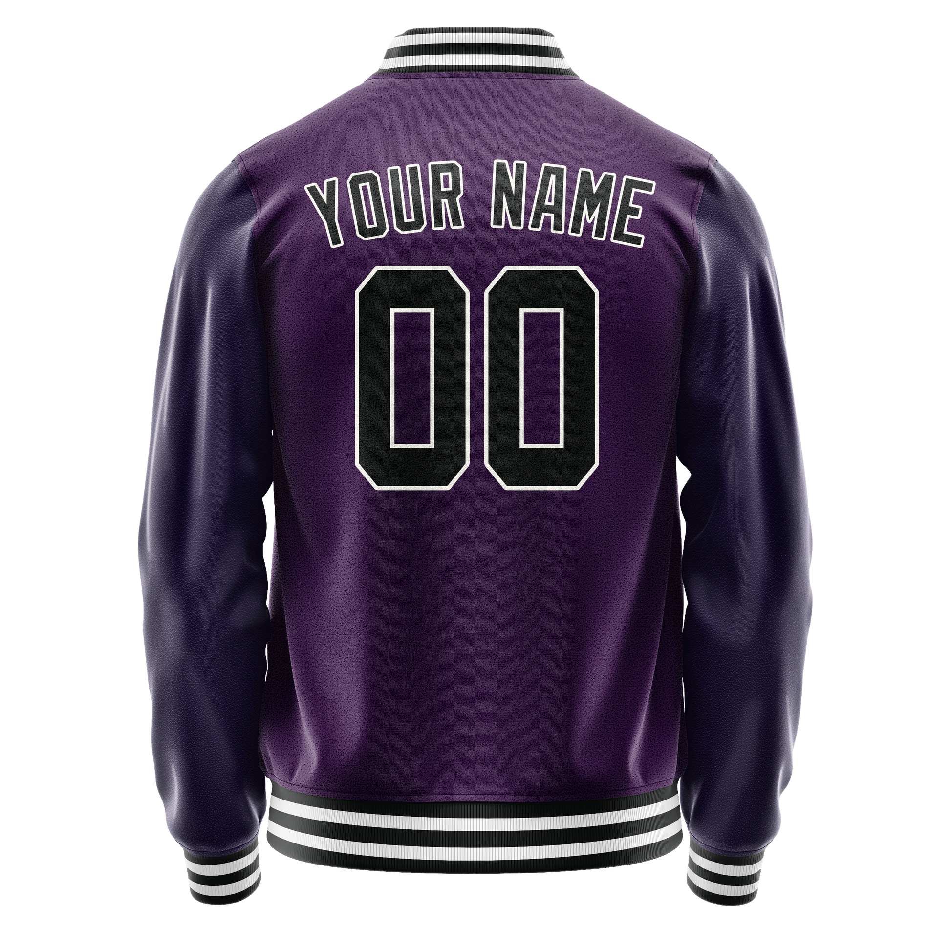 Custom Purple Black Solid Color Varsity Letterman Jacket JA02240617KZ366