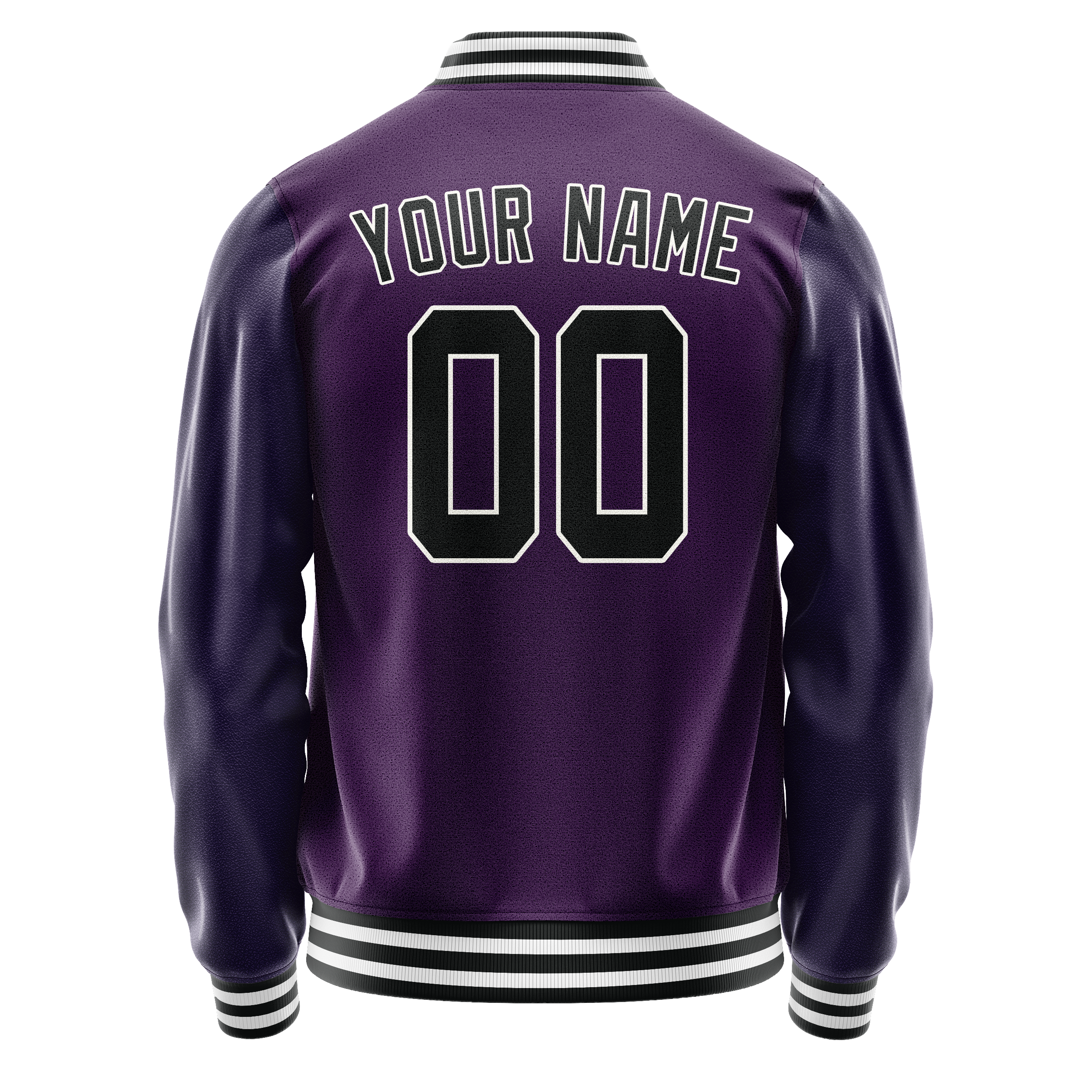 Custom Purple Black Solid Color Varsity Letterman Jacket JA02240617KZ366