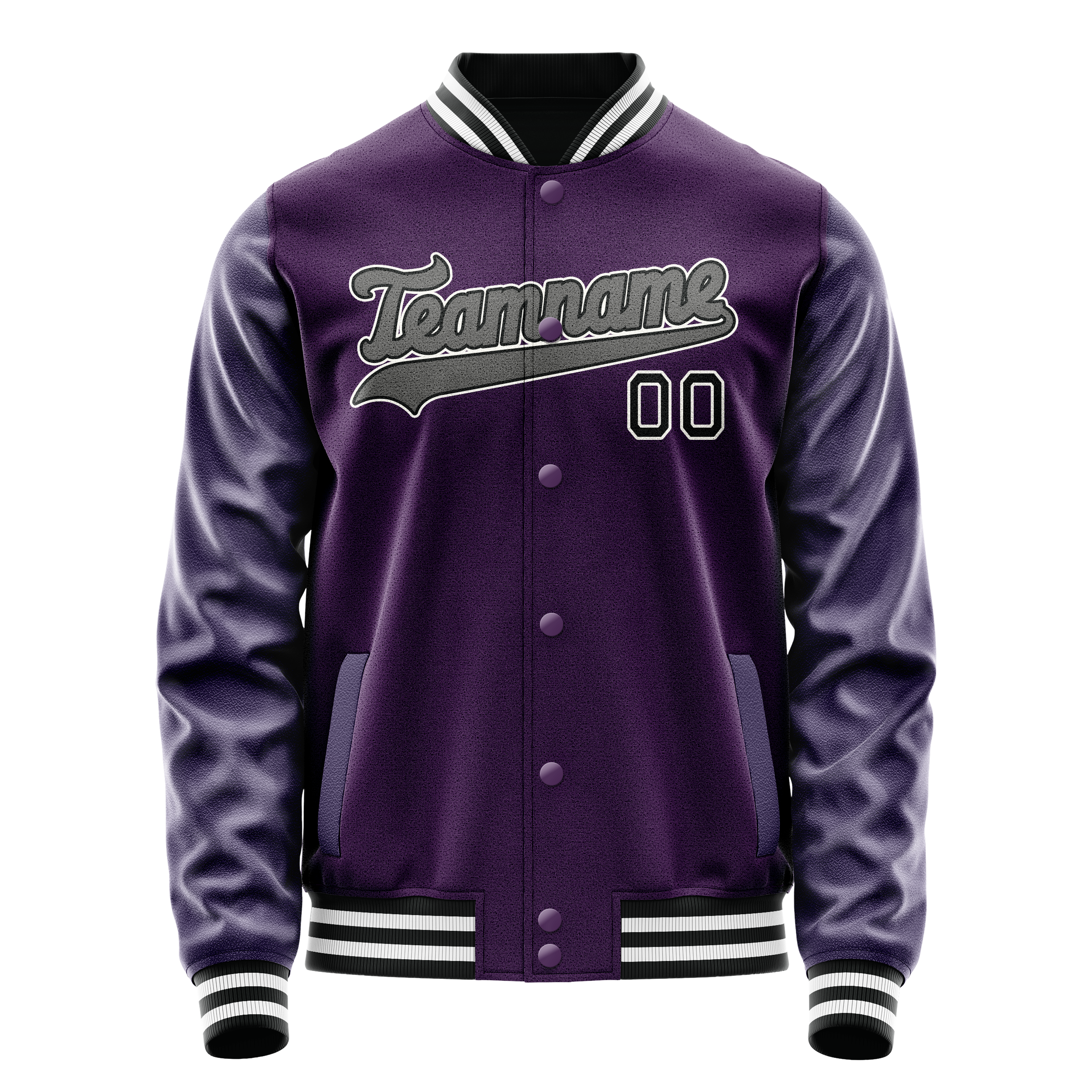 Custom Purple Black Solid Color Varsity Letterman Jacket JA02240617KZ366