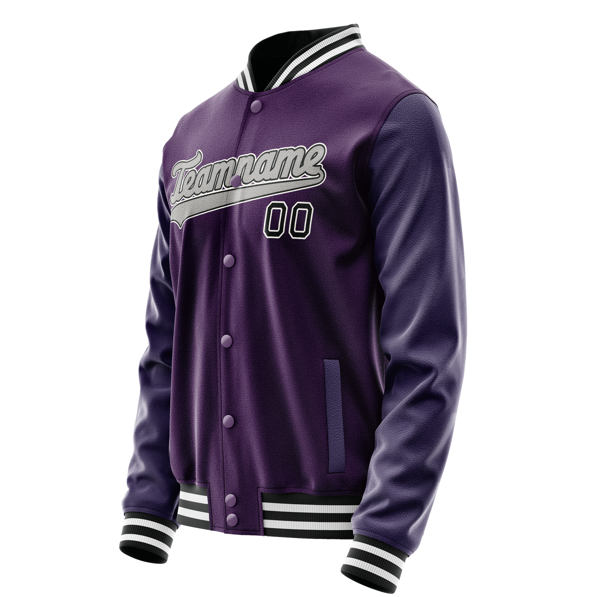 Custom Purple Black Solid Color Varsity Letterman Jacket JA02240617KZ366