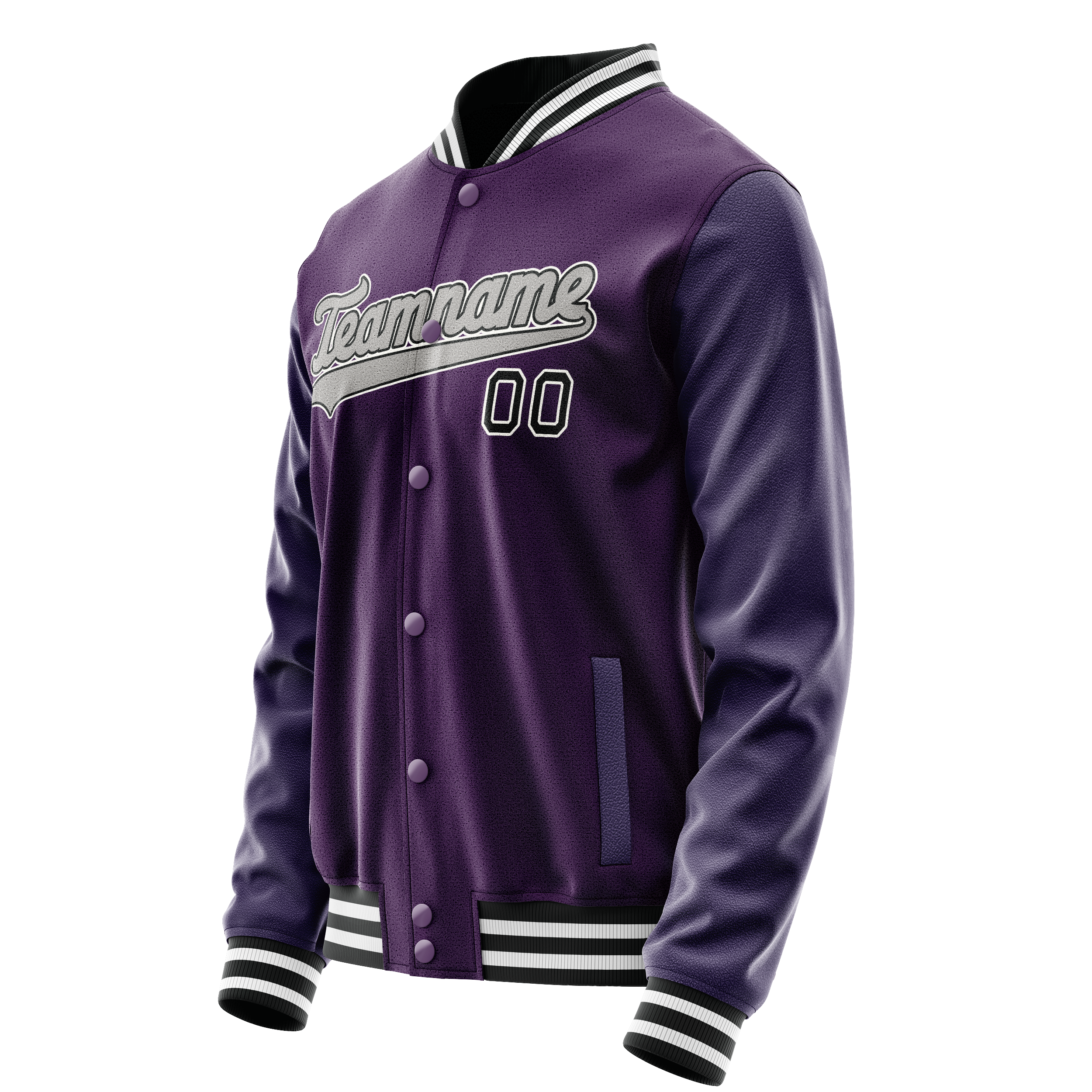Custom Purple Black Solid Color Varsity Letterman Jacket JA02240617KZ366