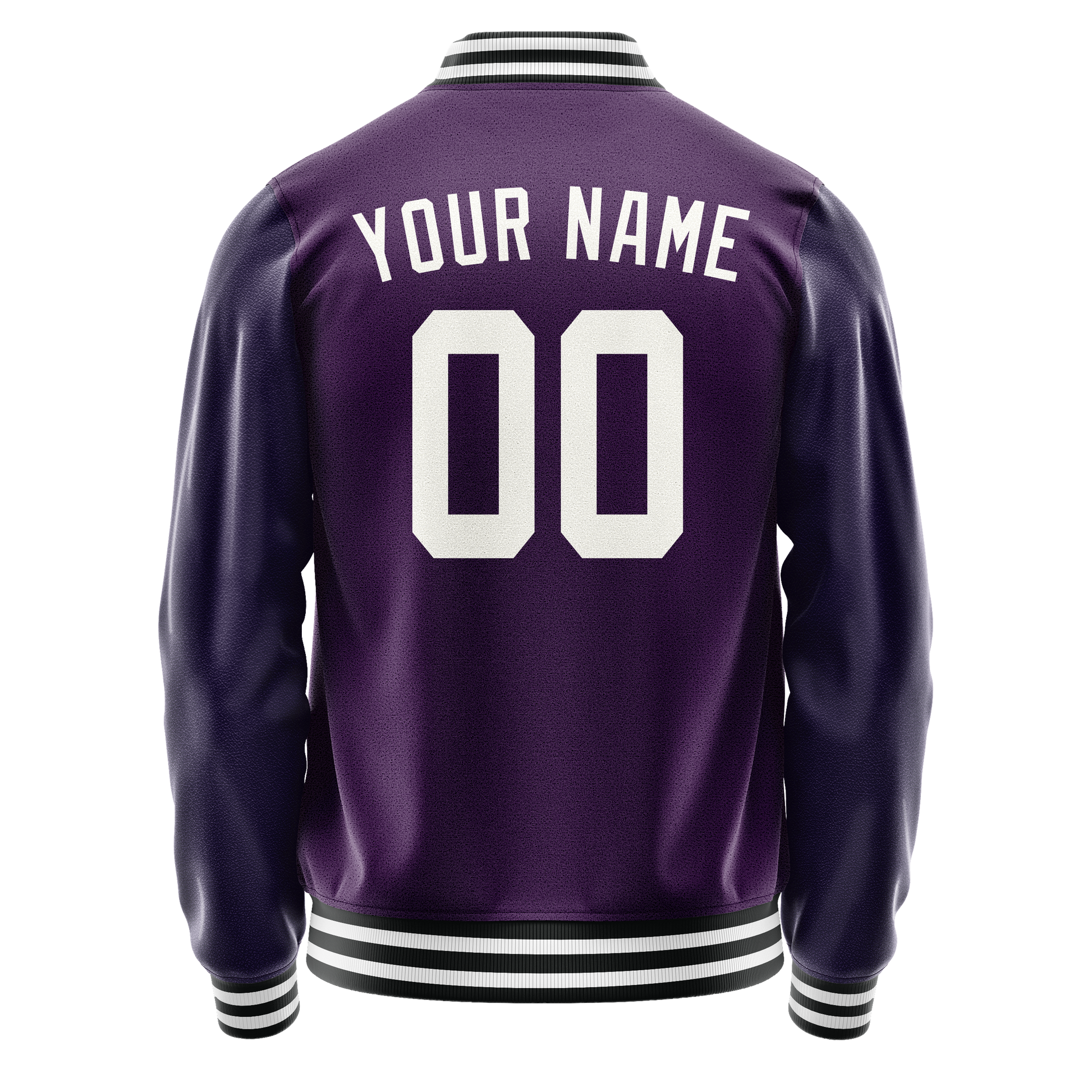 Custom Purple White Solid Color Varsity Letterman Jacket JA02240617KZ359