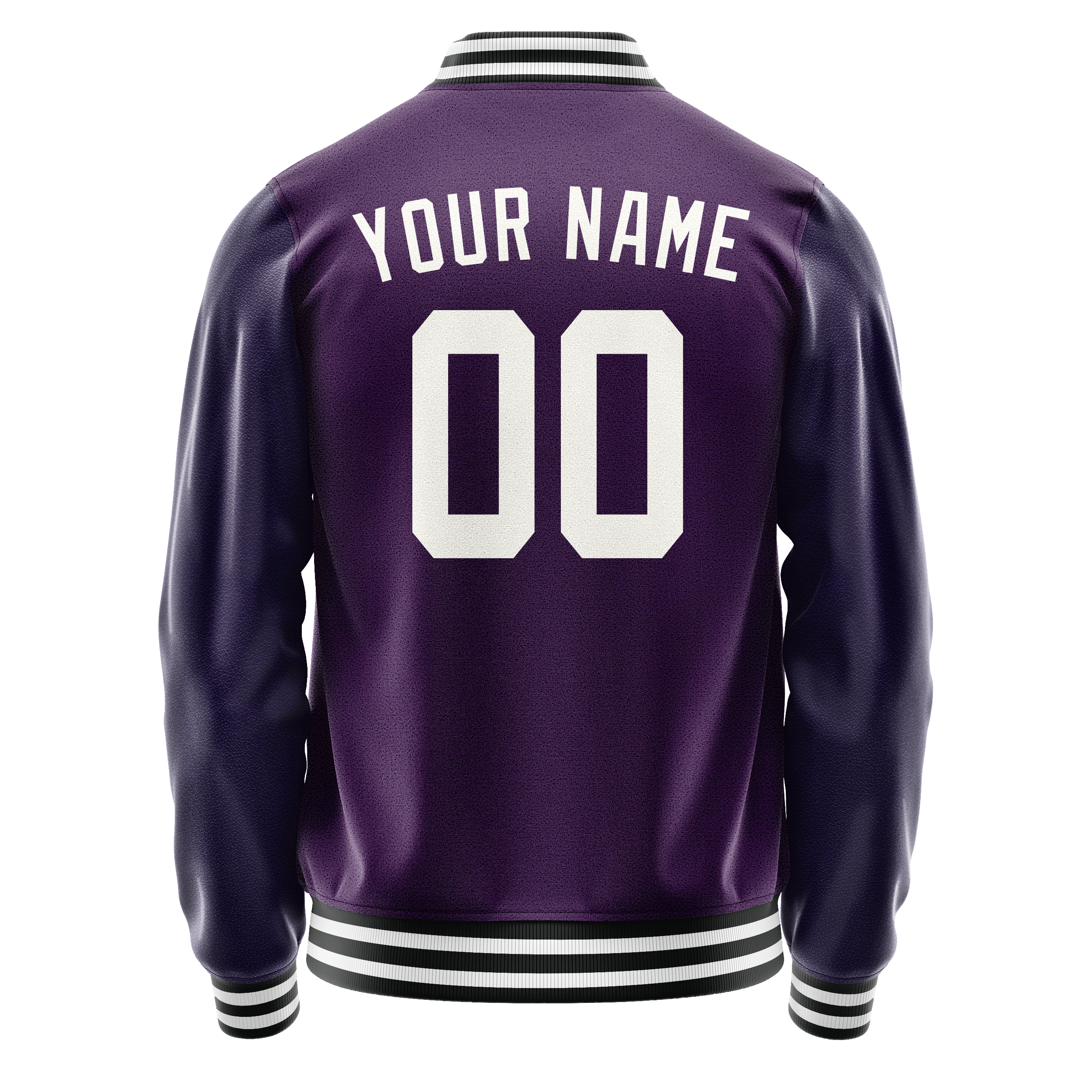Custom Purple White Solid Color Varsity Letterman Jacket JA02240617KZ359