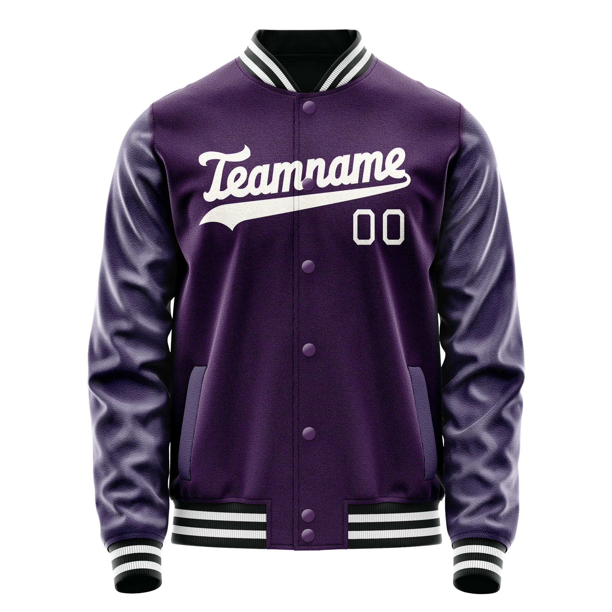 Custom Purple White Solid Color Varsity Letterman Jacket JA02240617KZ359