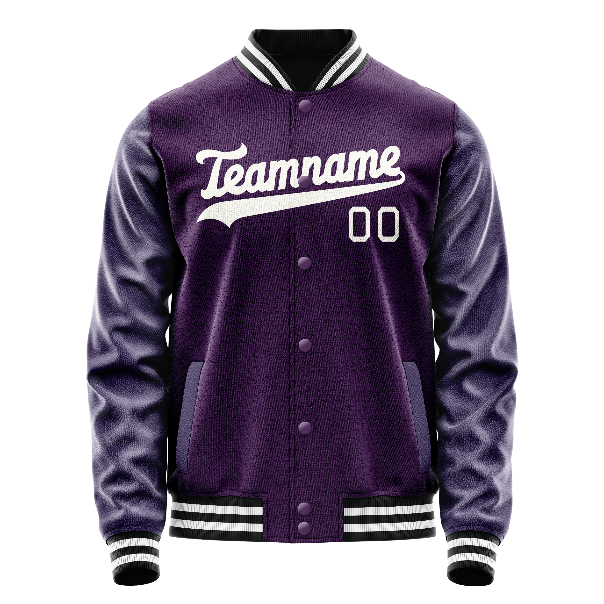 Custom Purple White Solid Color Varsity Letterman Jacket JA02240617KZ359
