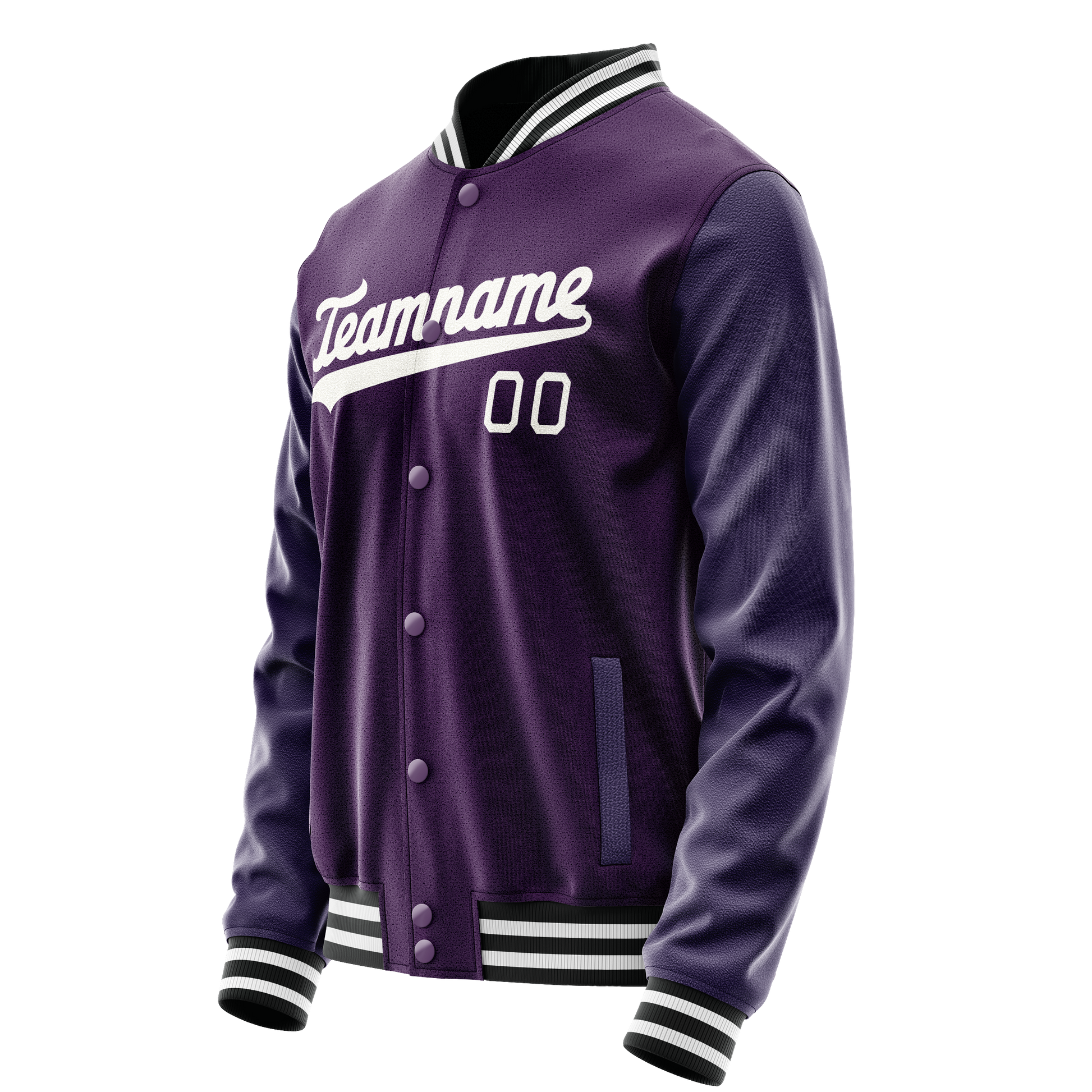 Custom Purple White Solid Color Varsity Letterman Jacket JA02240617KZ359