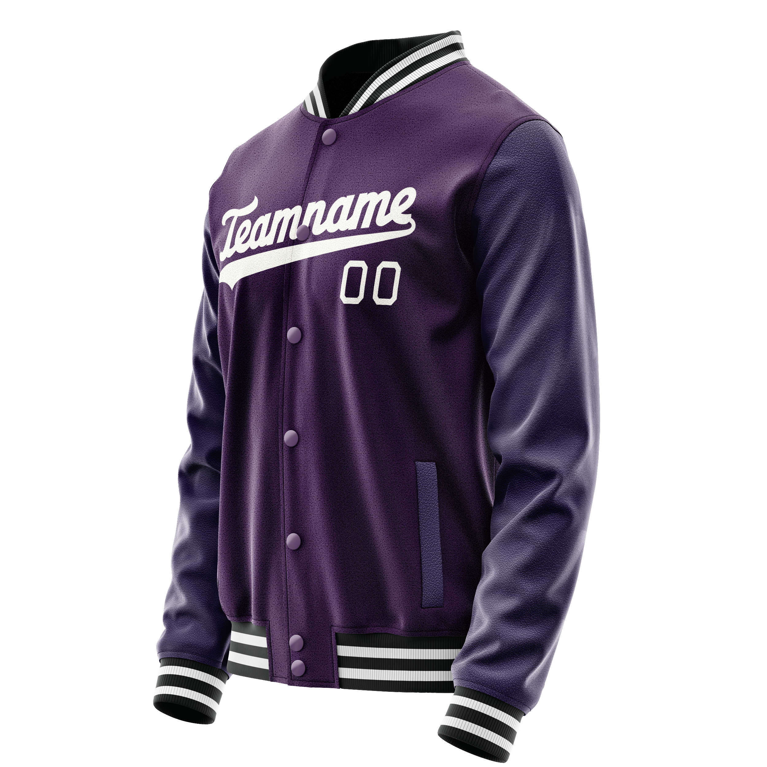 Custom Purple White Solid Color Varsity Letterman Jacket JA02240617KZ359