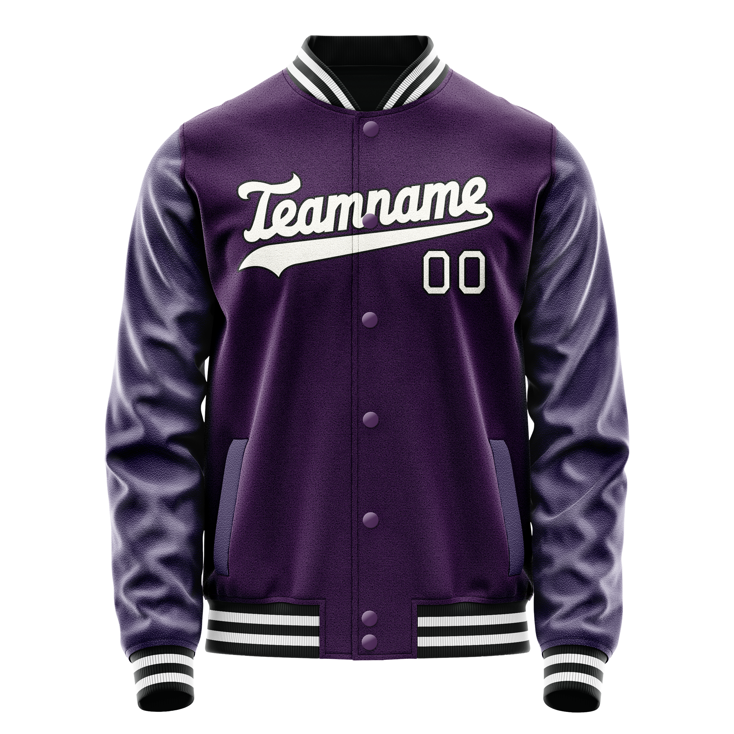 Custom Purple White Solid Color Varsity Letterman Jacket JA02240617KZ371