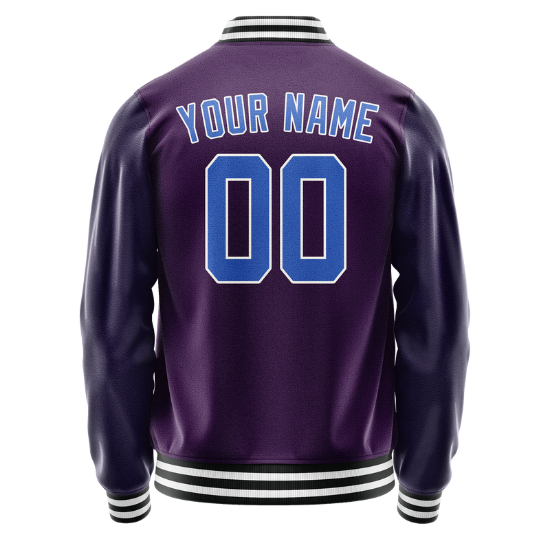 Custom Purple Teal Solid Color Varsity Letterman Jacket JA02240617KZ363
