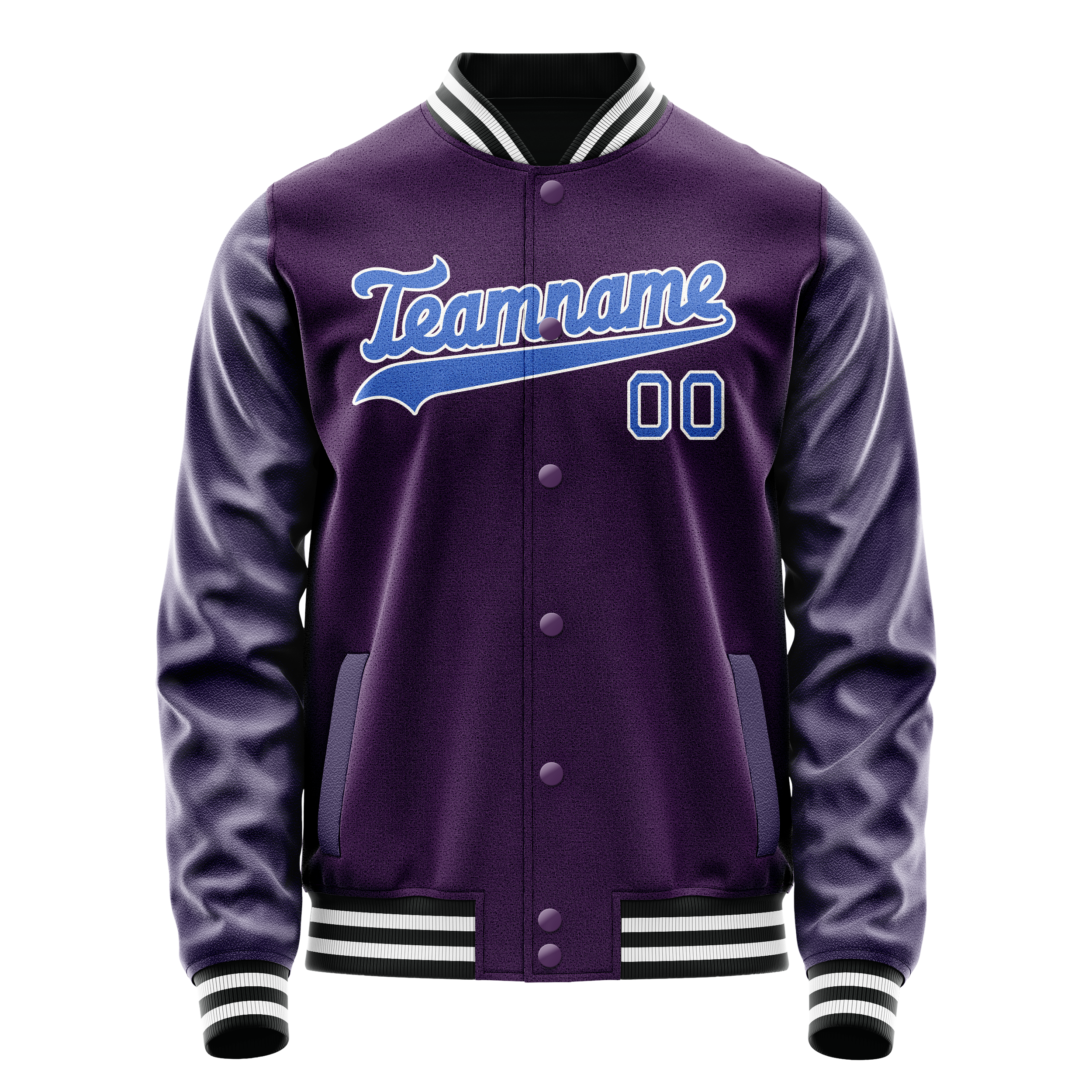 Custom Purple Teal Solid Color Varsity Letterman Jacket JA02240617KZ363