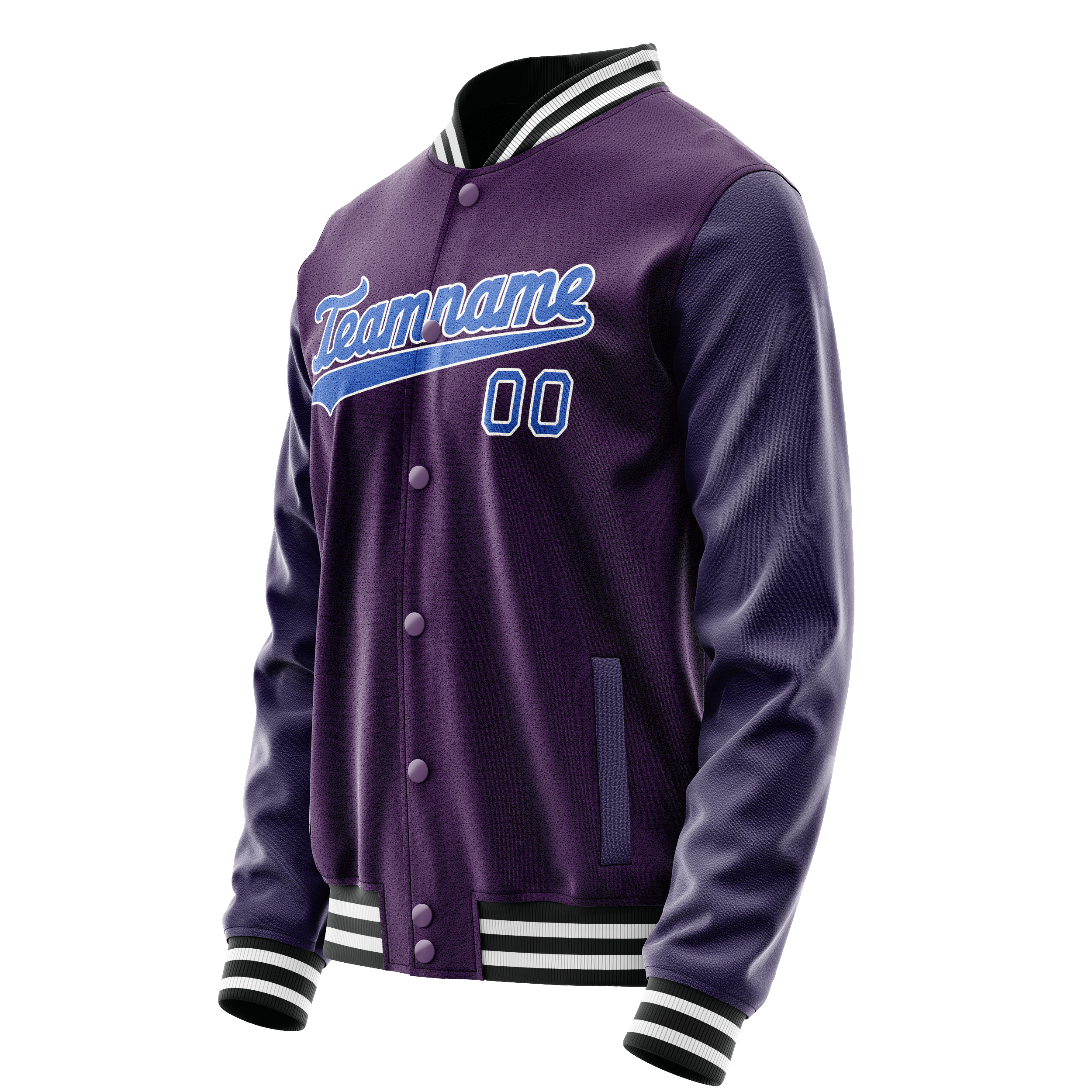 Custom Purple Teal Solid Color Varsity Letterman Jacket JA02240617KZ363
