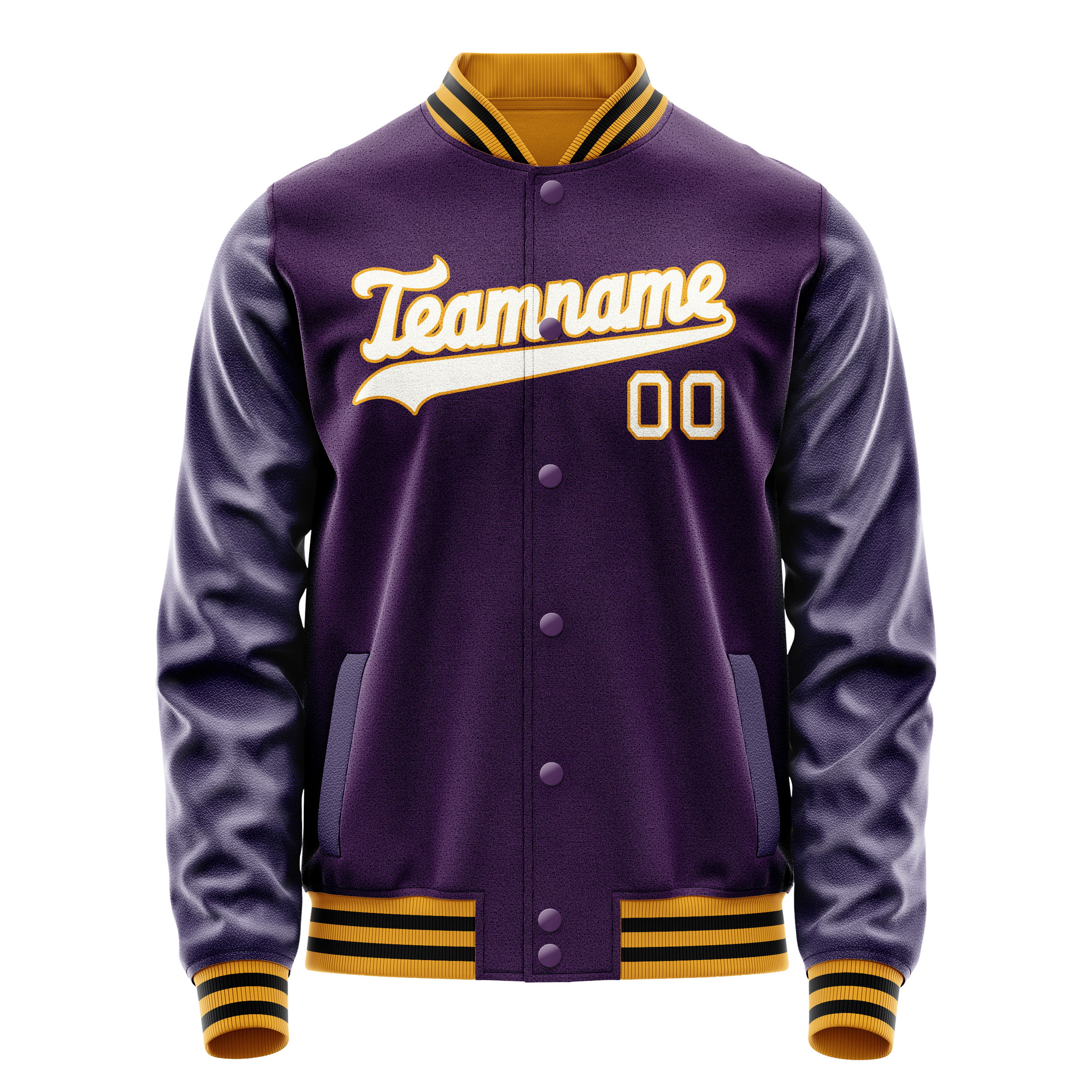 Custom Purple White Solid Color Varsity Letterman Jacket JA02240617KZ365