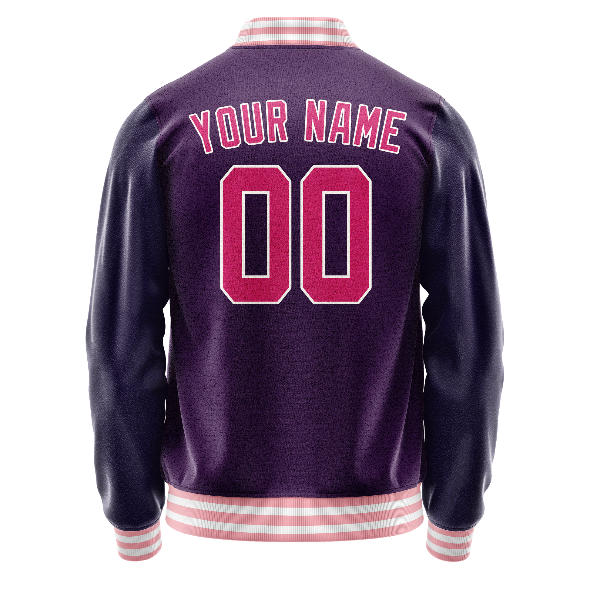 Custom Purple Pink Solid Color Varsity Letterman Jacket JA02240617KZ376
