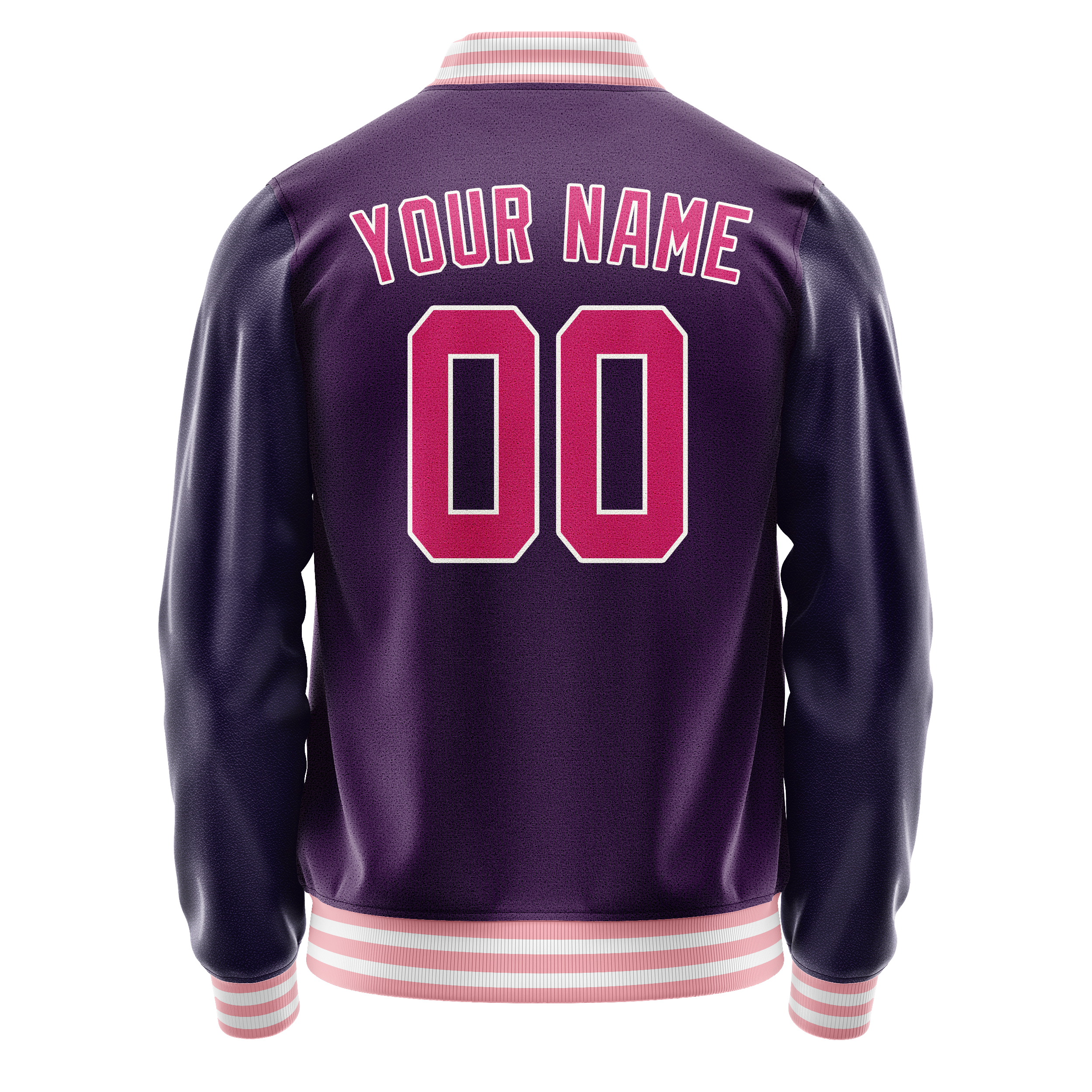 Custom Purple Pink Solid Color Varsity Letterman Jacket JA02240617KZ376