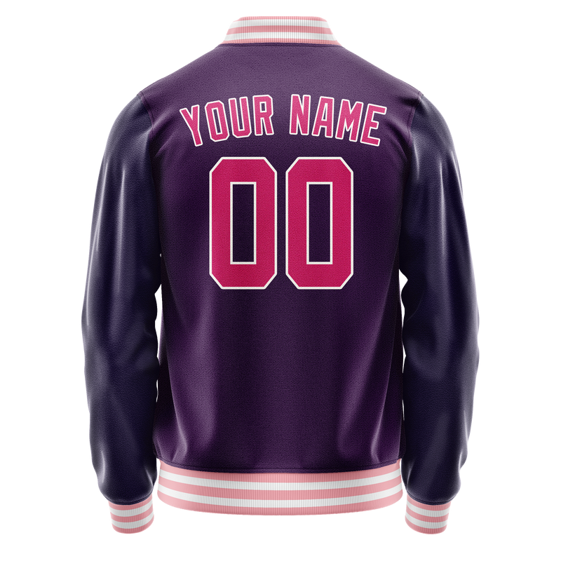 Custom Purple Pink Solid Color Varsity Letterman Jacket JA02240617KZ376