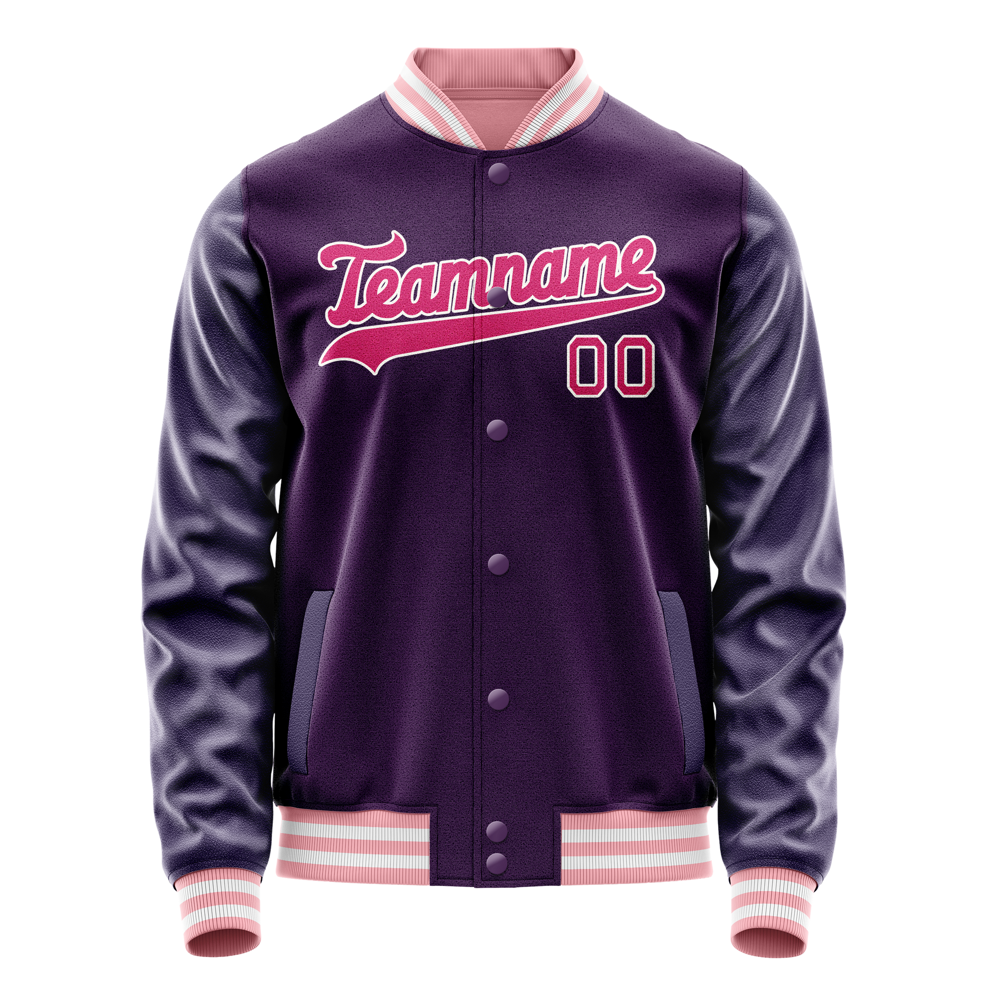 Custom Purple Pink Solid Color Varsity Letterman Jacket JA02240617KZ376