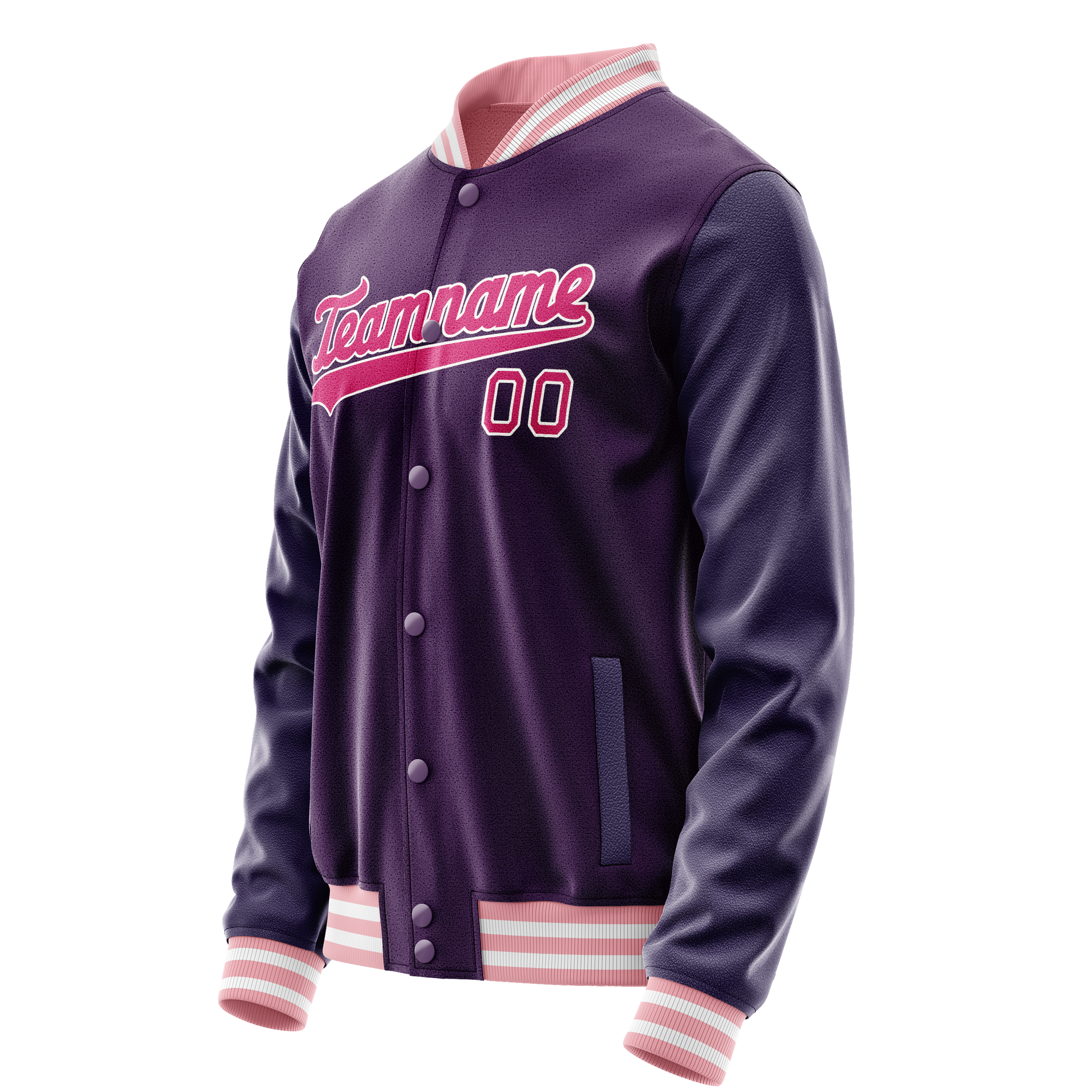 Custom Purple Pink Solid Color Varsity Letterman Jacket JA02240617KZ376