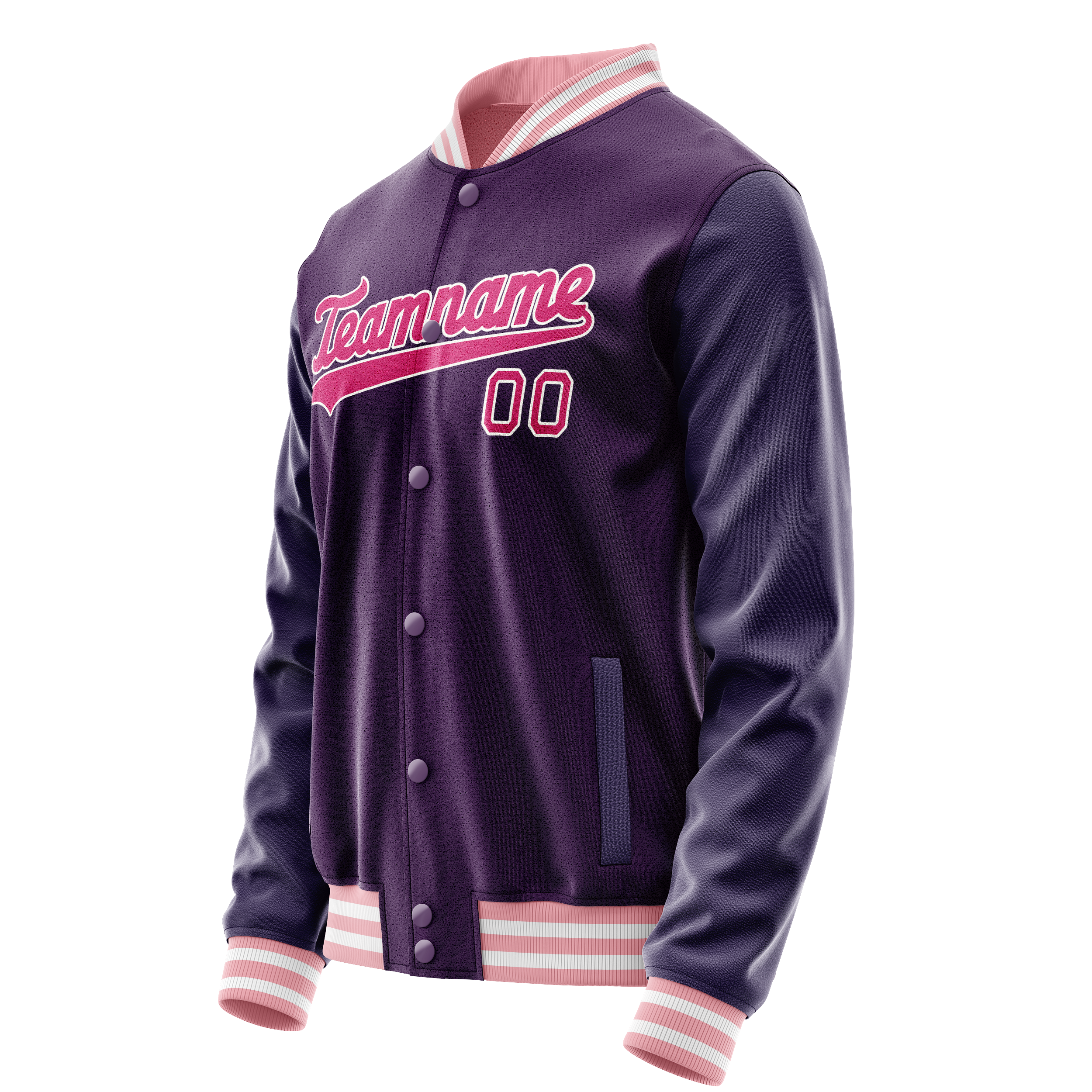 Custom Purple Pink Solid Color Varsity Letterman Jacket JA02240617KZ376
