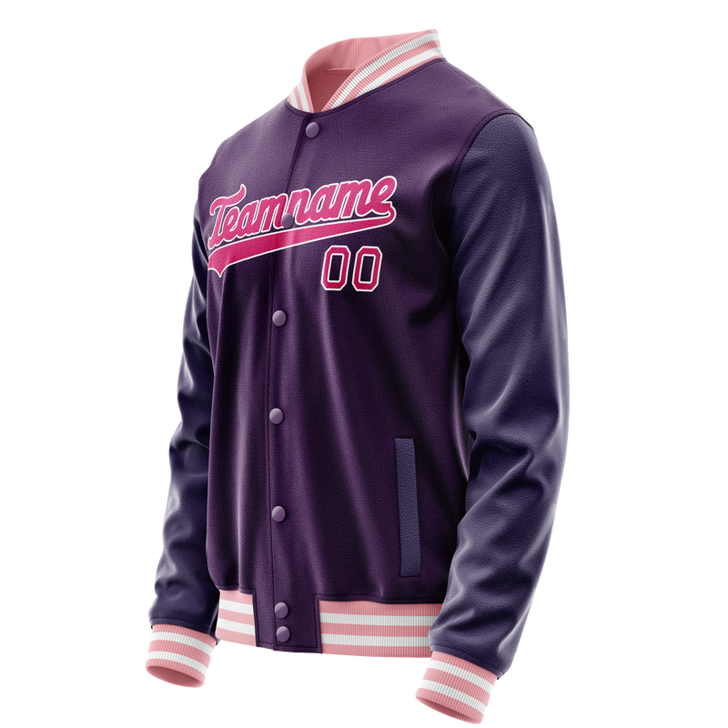 Custom Purple Pink Solid Color Varsity Letterman Jacket JA02240617KZ376