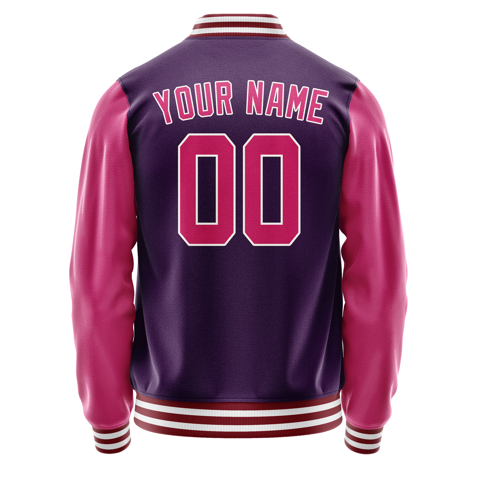 Custom Purple Pink Solid Color Varsity Letterman Jacket JA02240617KZ378