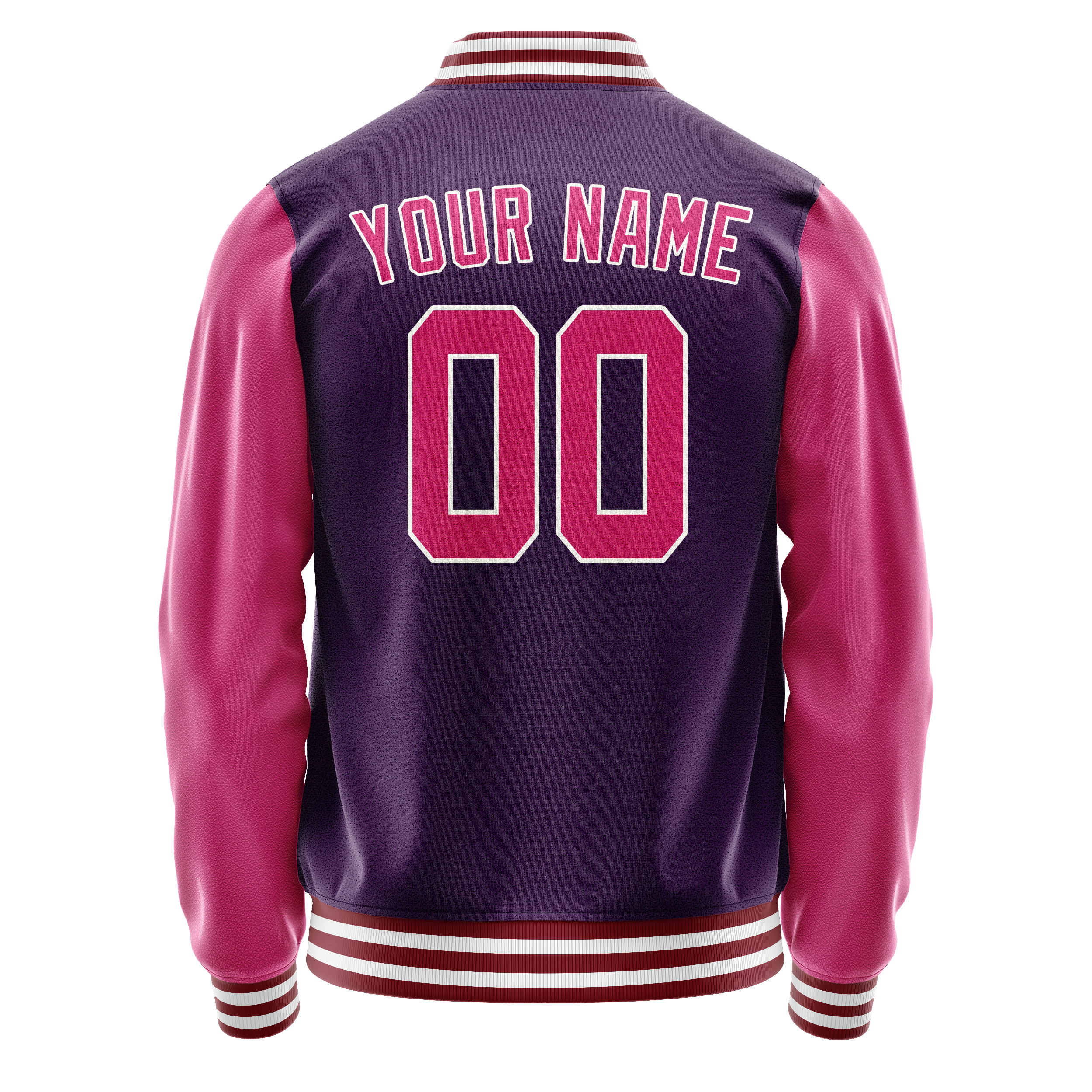 Custom Purple Pink Solid Color Varsity Letterman Jacket JA02240617KZ378