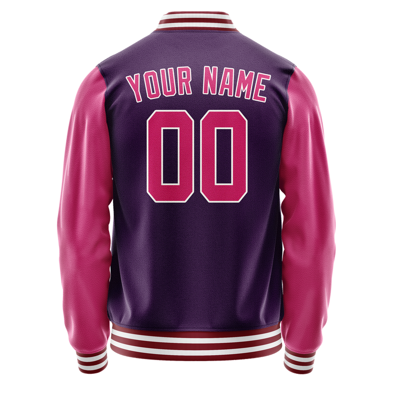 Custom Purple Pink Solid Color Varsity Letterman Jacket JA02240617KZ378