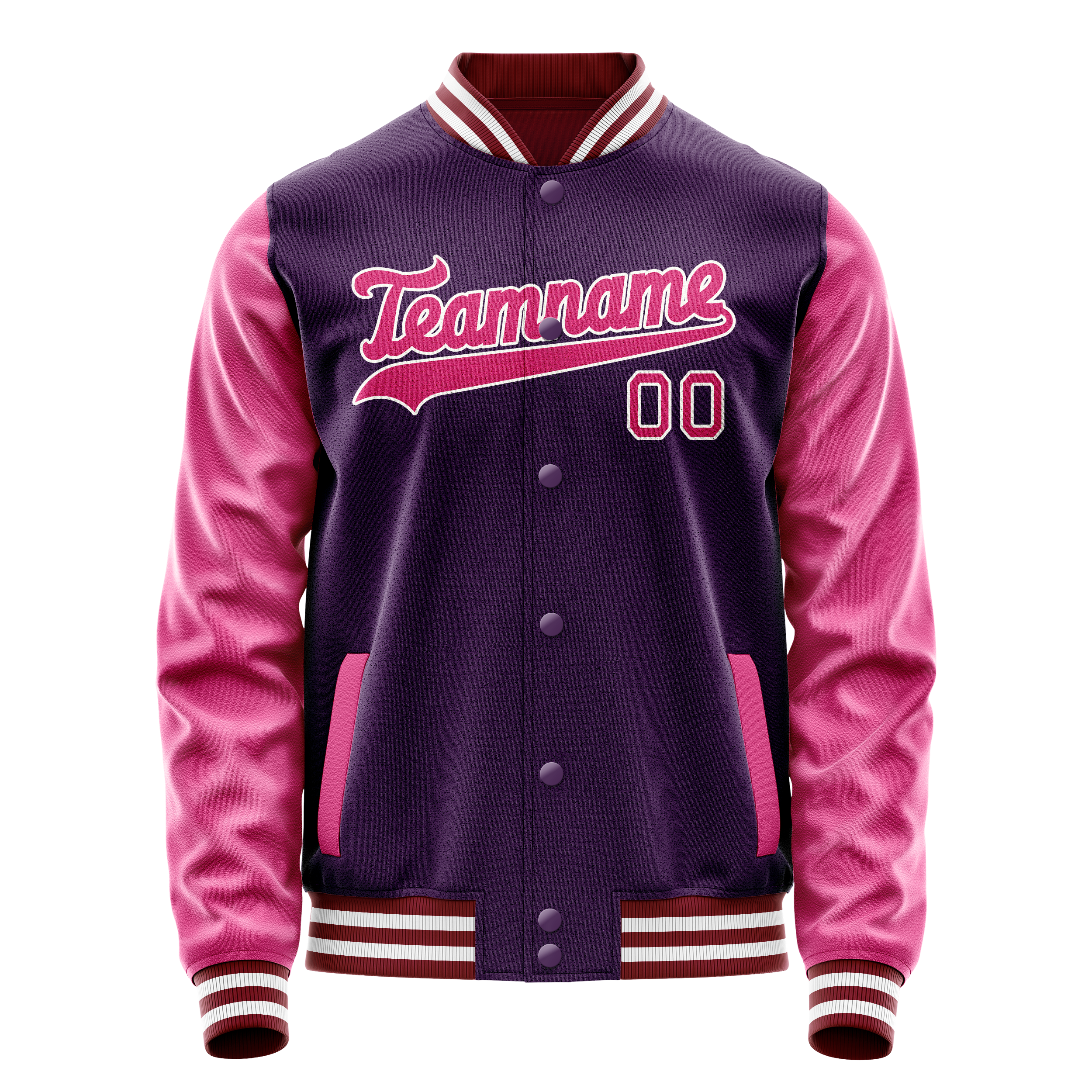 Custom Purple Pink Solid Color Varsity Letterman Jacket JA02240617KZ378