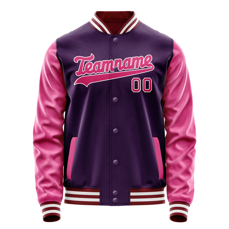 Custom Purple Pink Solid Color Varsity Letterman Jacket JA02240617KZ378