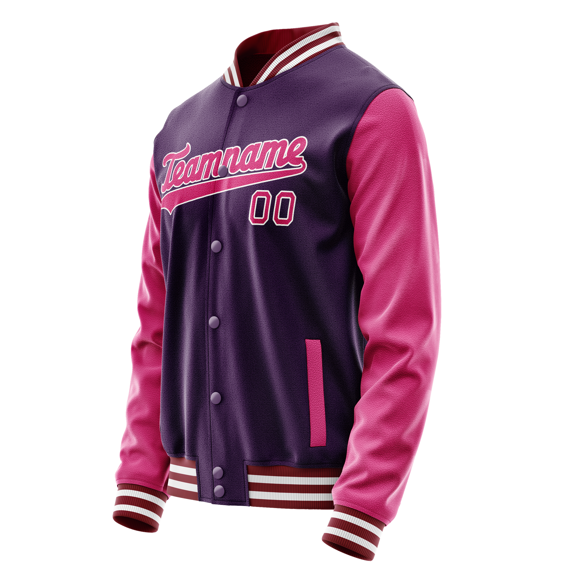 Custom Purple Pink Solid Color Varsity Letterman Jacket JA02240617KZ378