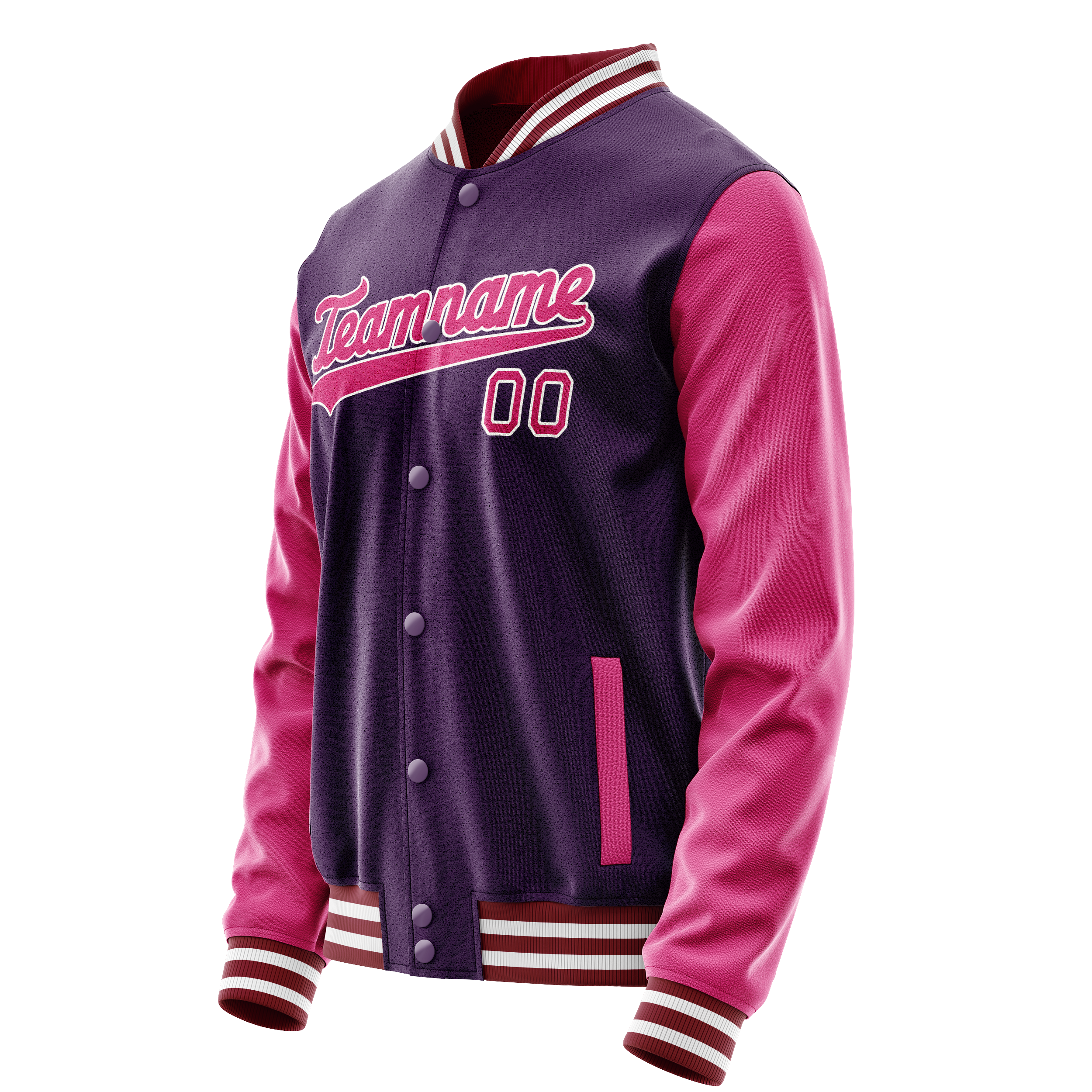 Custom Purple Pink Solid Color Varsity Letterman Jacket JA02240617KZ378