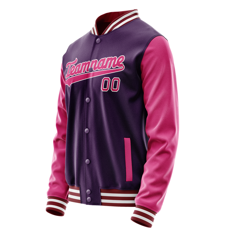 Custom Purple Pink Solid Color Varsity Letterman Jacket JA02240617KZ378