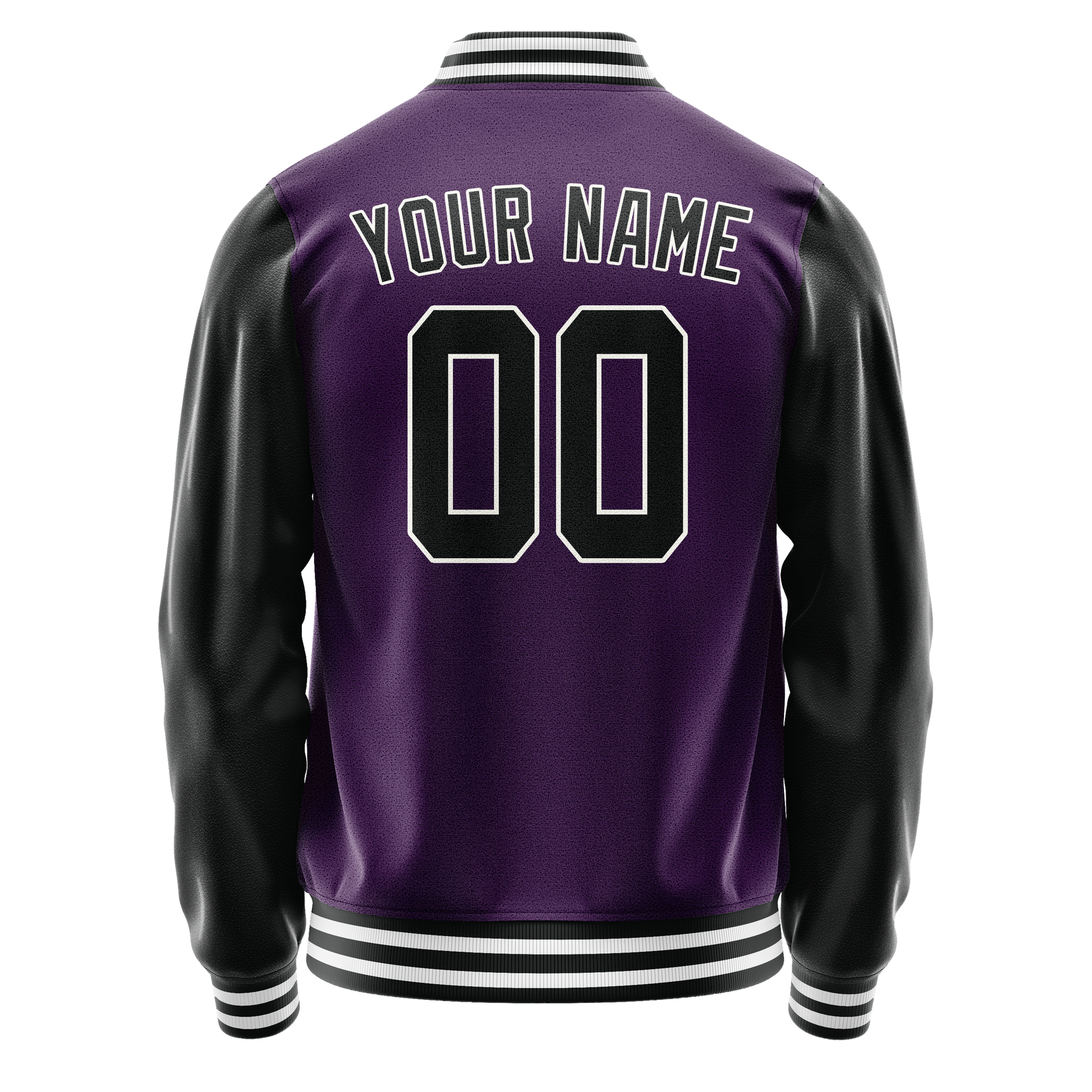 Custom Purple Black Solid Color Varsity Letterman Jacket JA02240617KZ372