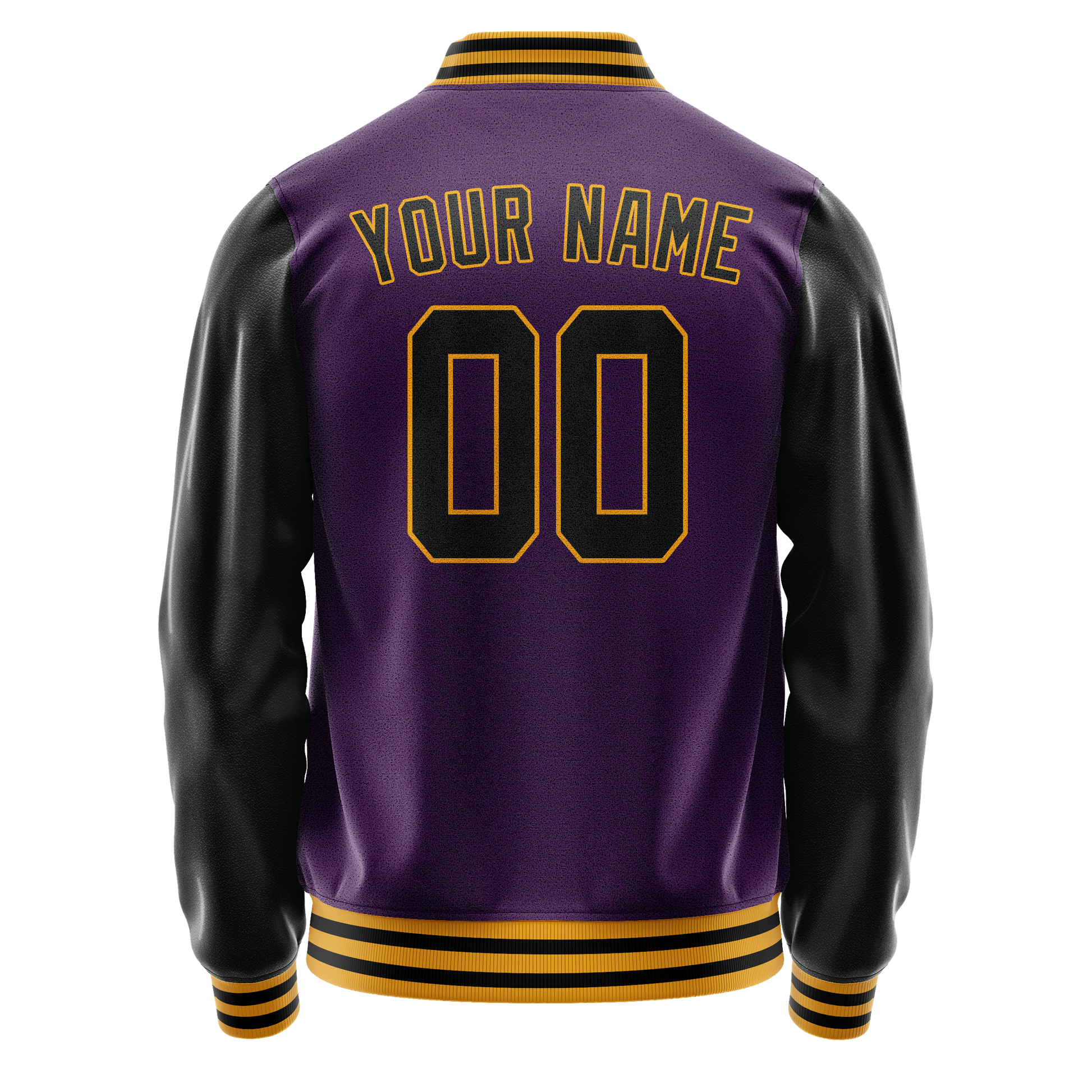 Custom Purple Black Solid Color Varsity Letterman Jacket JA02240617KZ380