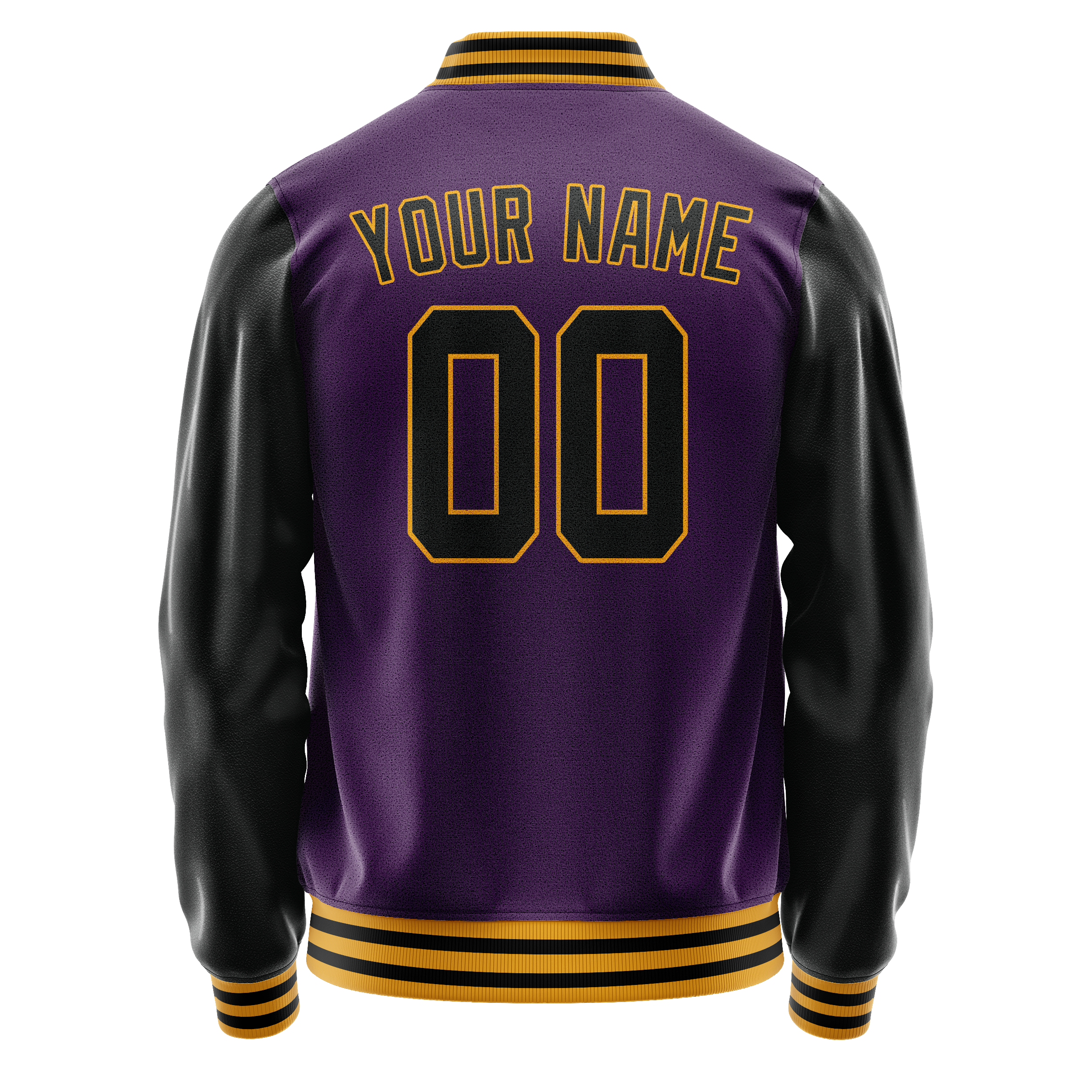 Custom Purple Black Solid Color Varsity Letterman Jacket JA02240617KZ380