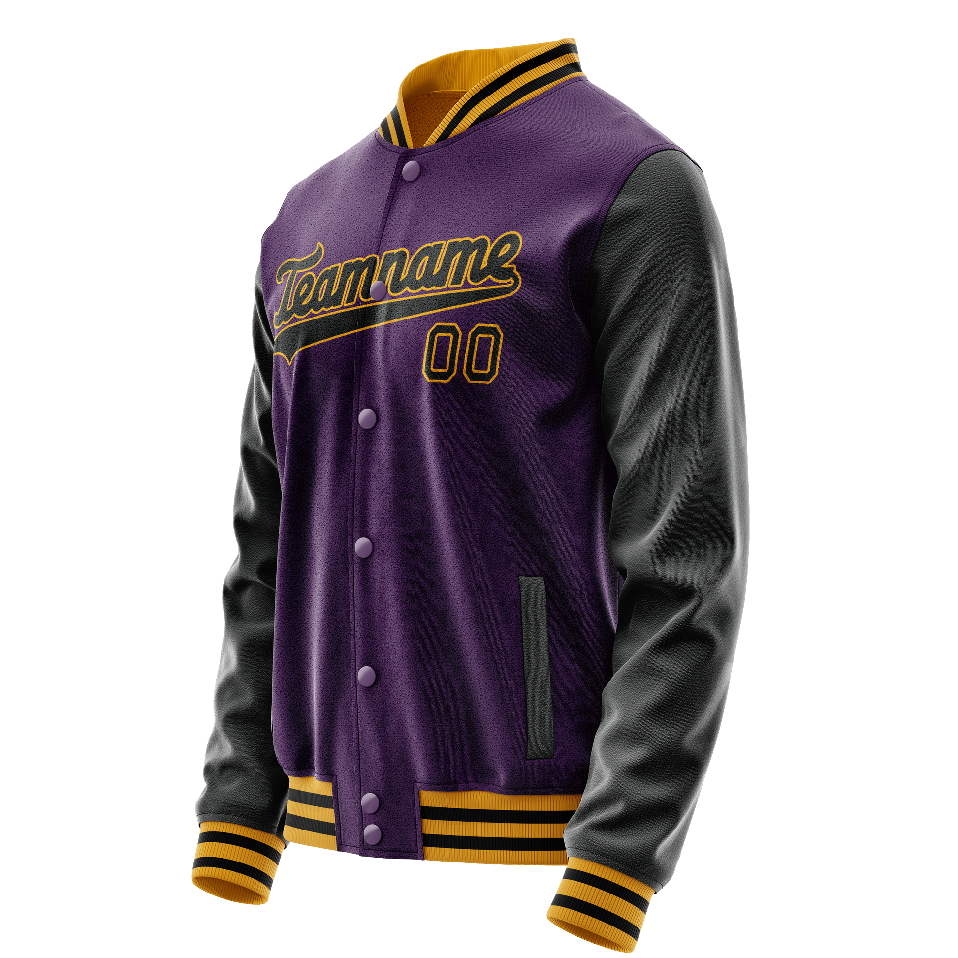 Custom Purple Black Solid Color Varsity Letterman Jacket JA02240617KZ380